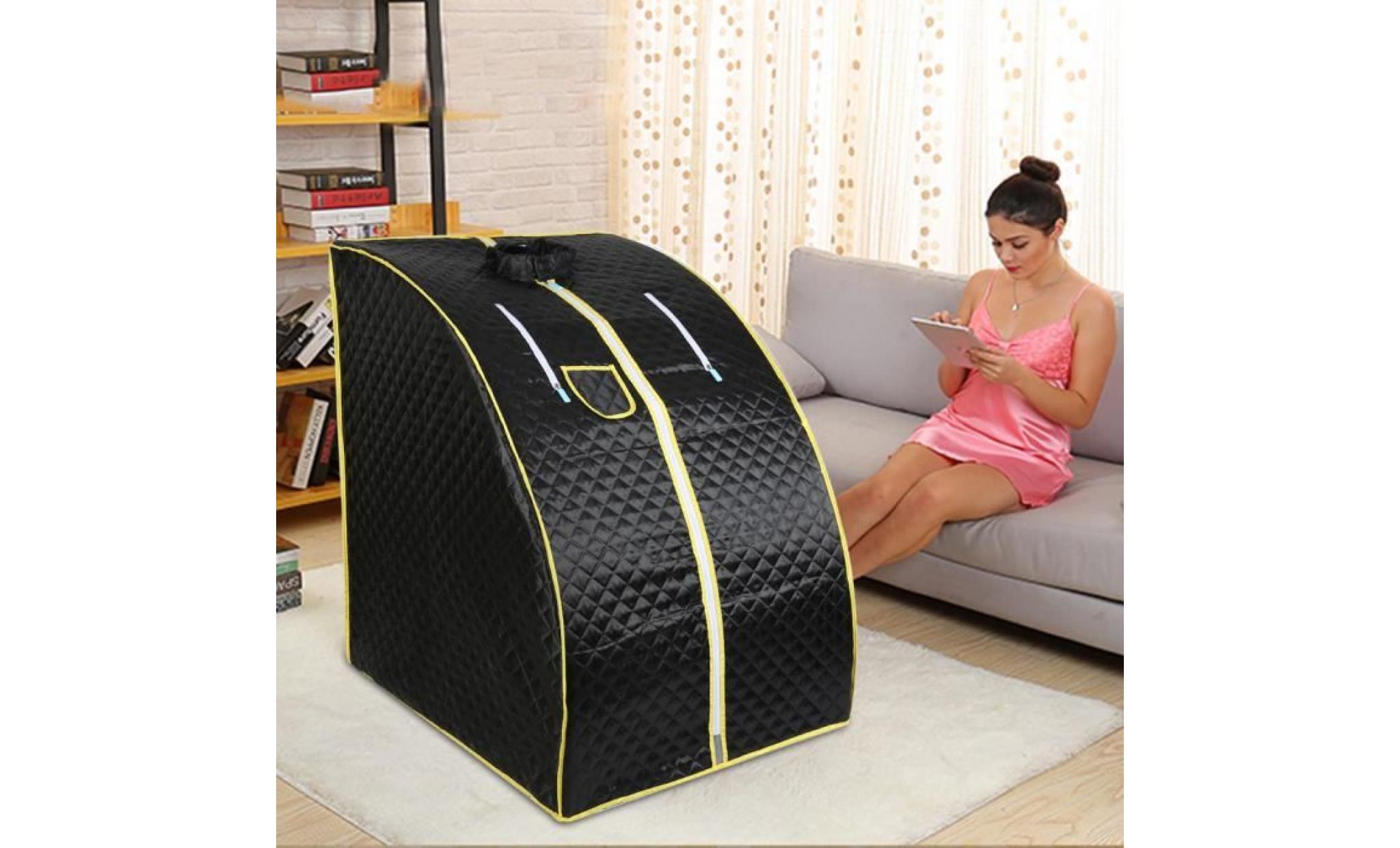 1.8l sauna portable noir à vapeur spa intererieur pliable