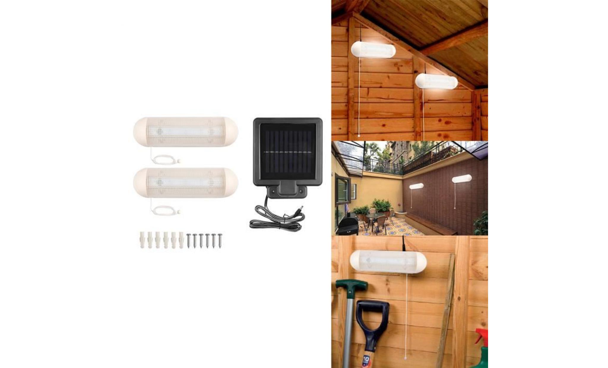 1 à 2 pcs solaire 10 w 5led mur lumière blanc rechargeable avec pull cordon interrupteur pour garage écurie stable jardin cour