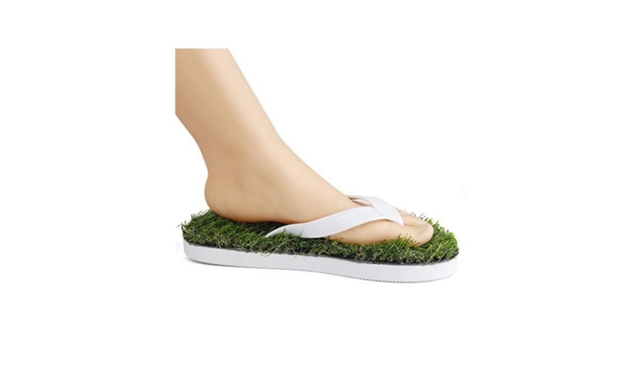 1 paire de chaussures de simulation à gazon tongs herbe chaussons taille 35 pas cher