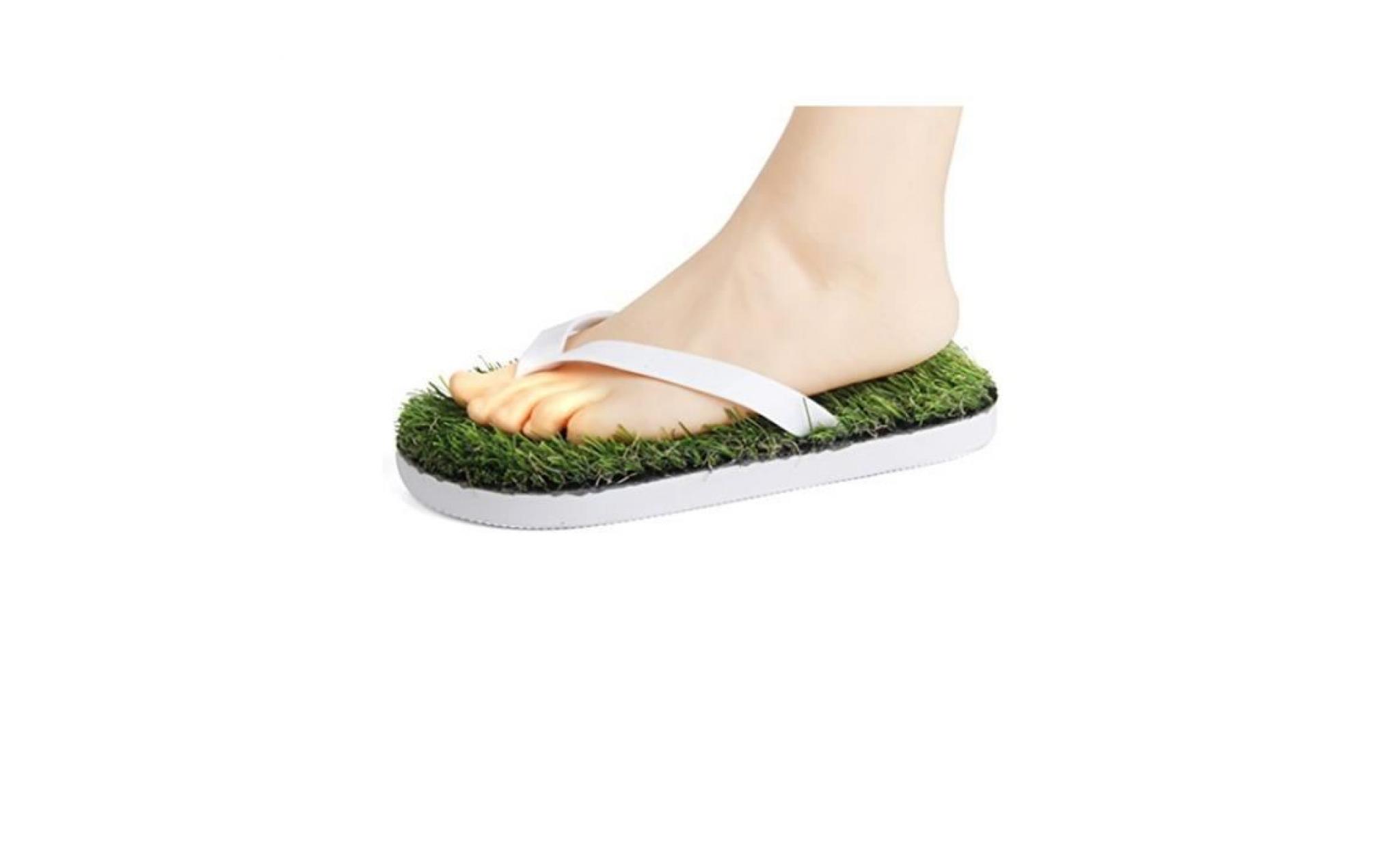 1 paire de chaussures de simulation à gazon tongs herbe chaussons taille 35 pas cher