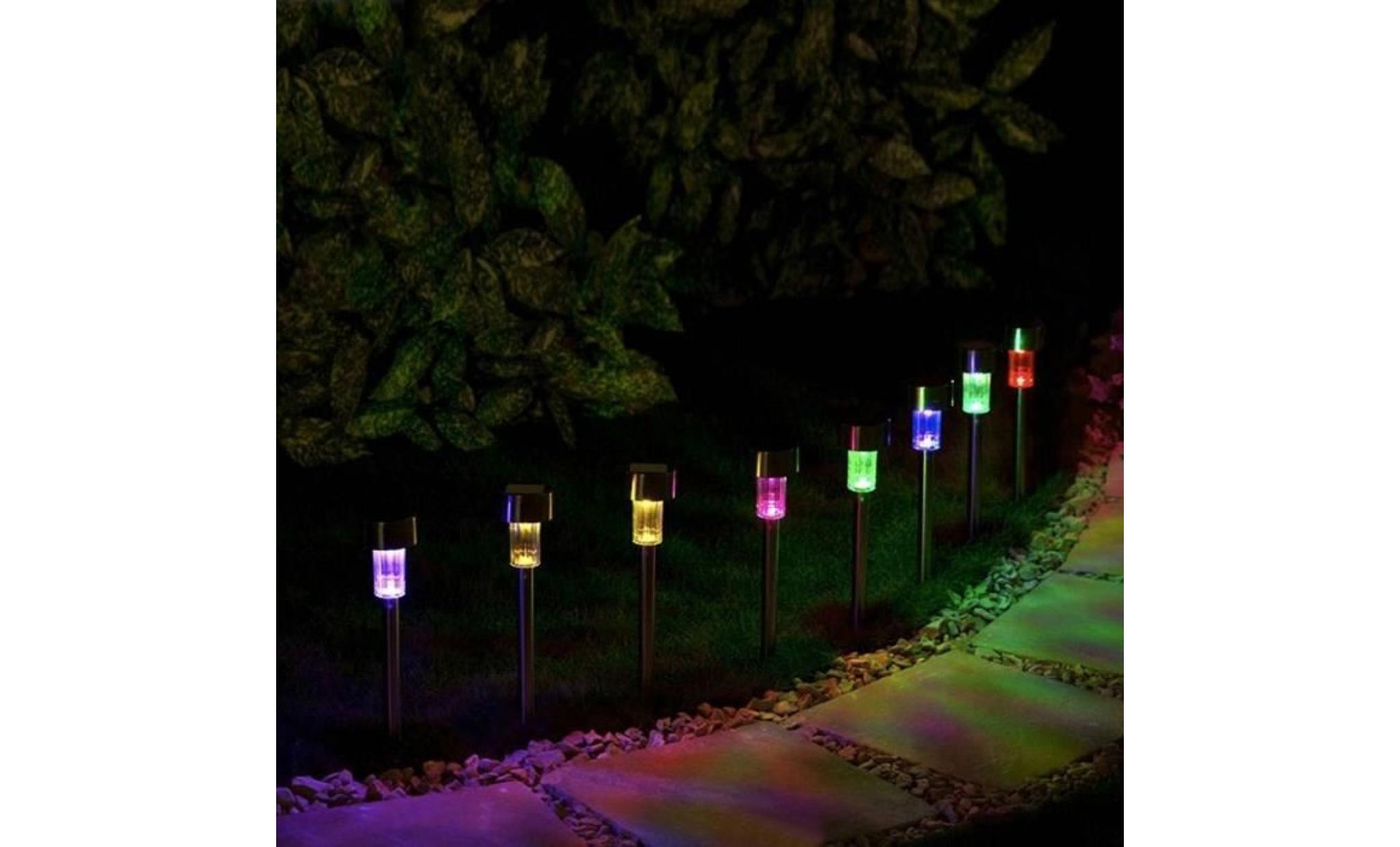 1pc led lampe solaire acier inoxydable coloré projecteur extérieur jardin paysage voie lampe