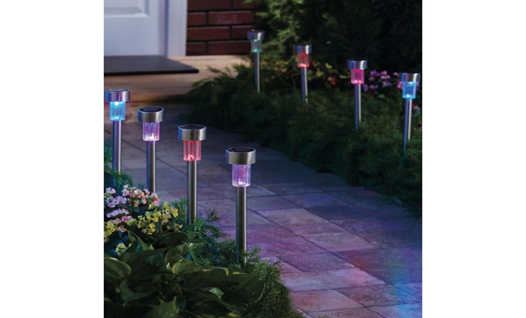 1pc led lampe solaire acier inoxydable coloré projecteur extérieur jardin paysage voie lampe pas cher