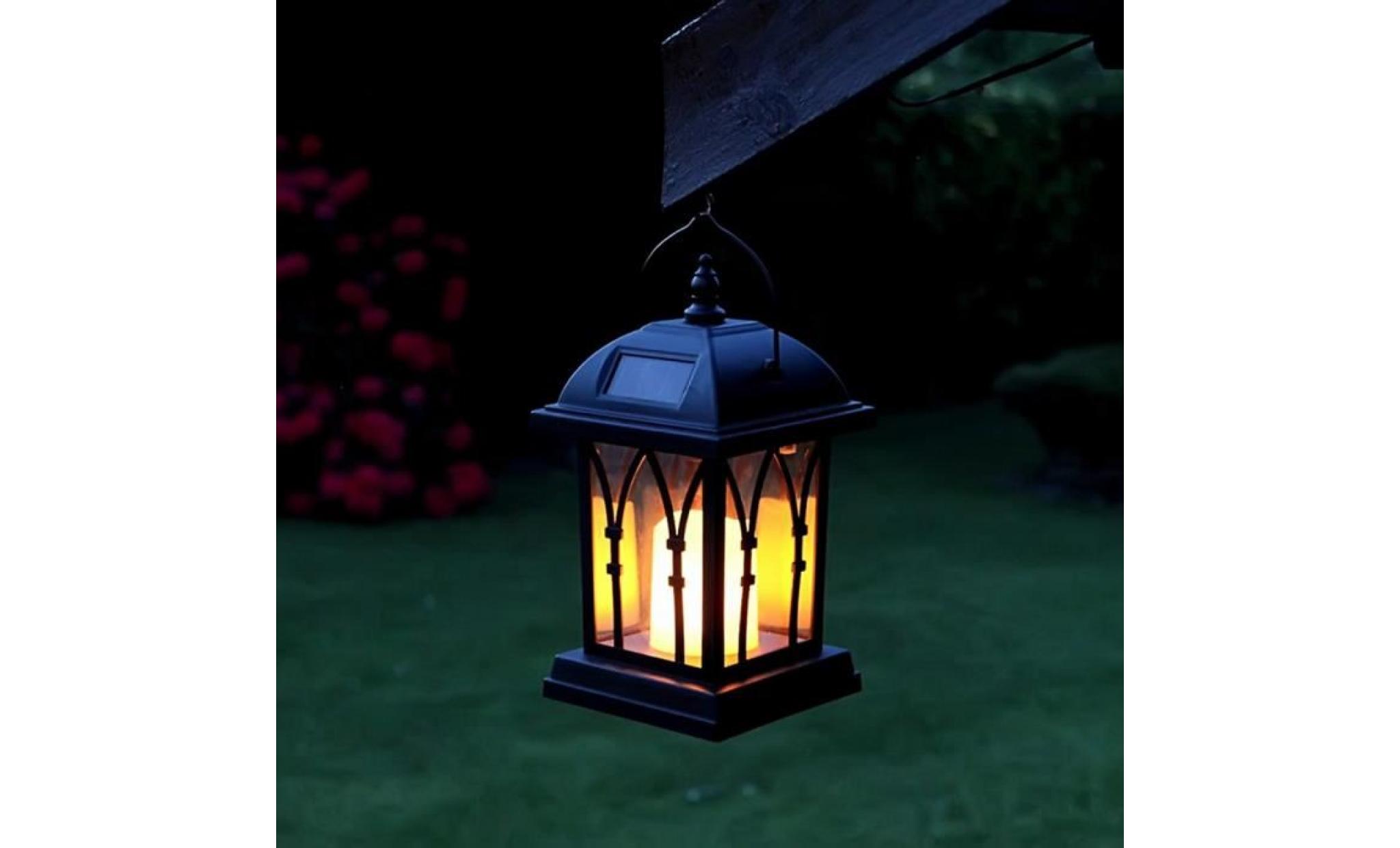 1 pcs lampe de jardin Énergie solaire lanterne vintage design noir imperméable pas cher
