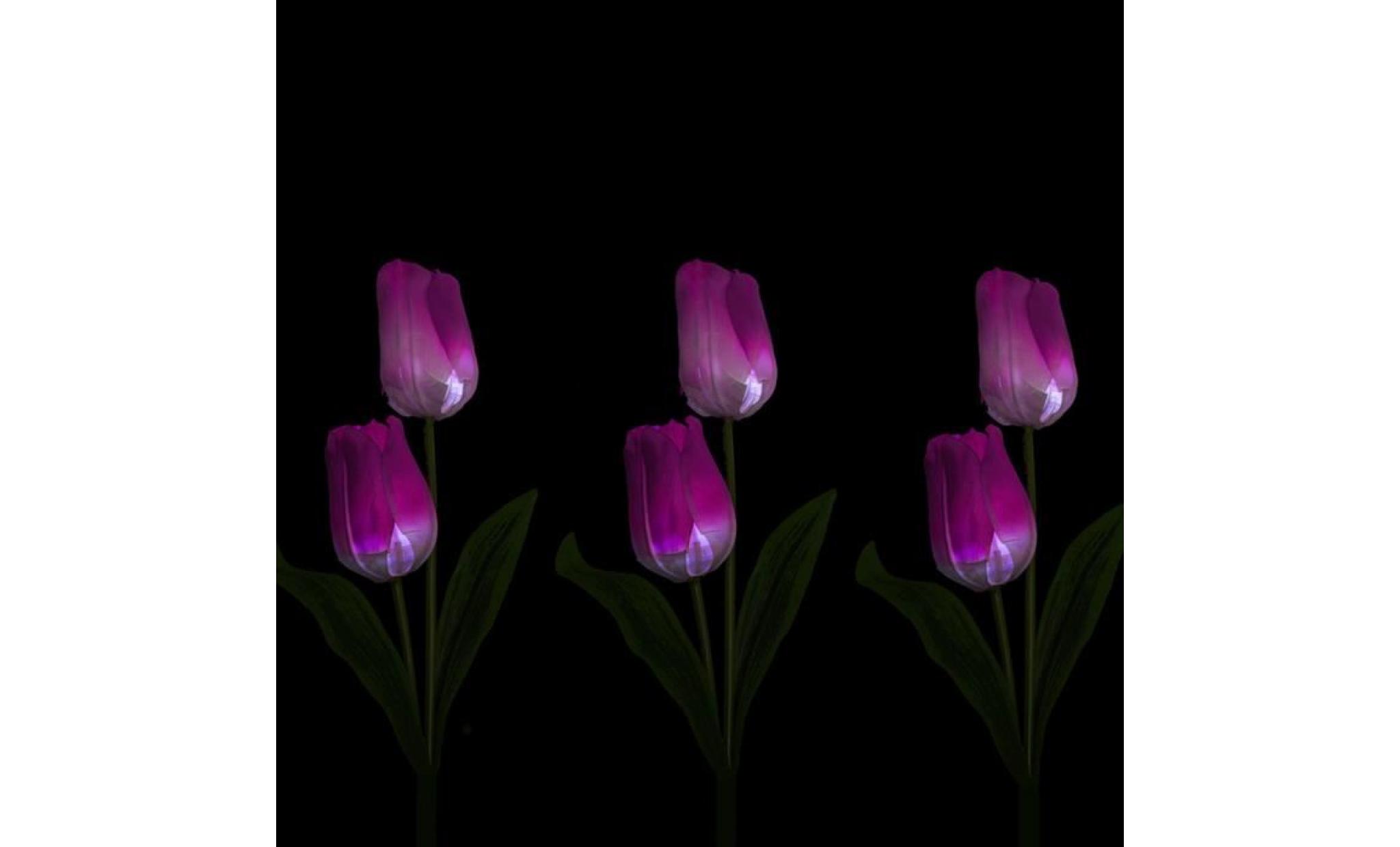 1 set de fleur de tulipe solaire de jardin lumière led lumière de fleur patio décor maison 12176 pas cher