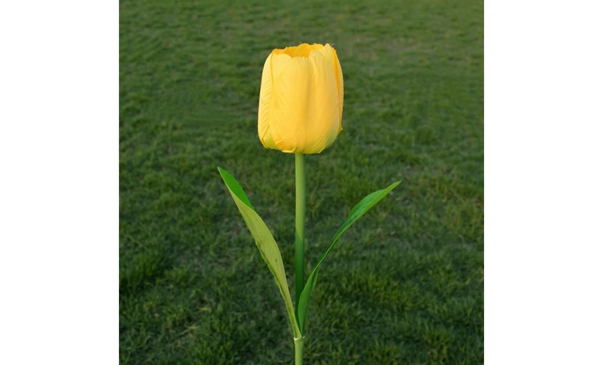 1 tête led solaire lampe à gazon décoratif extérieur 1 tête fleur fleur de tulipe m28 pas cher