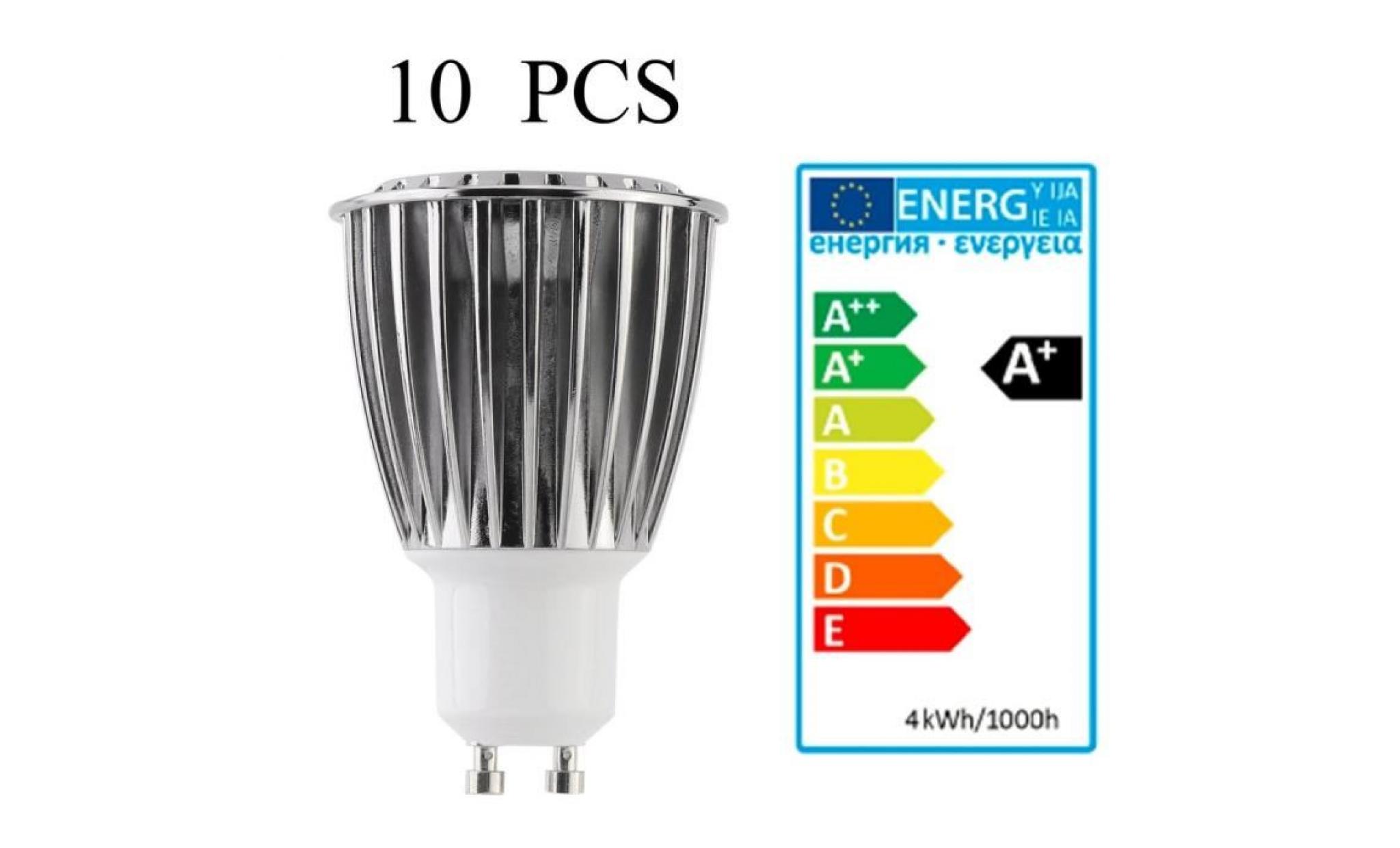 10 pcs 9w ampoules dimmable lampe à led gu10 angle 60° économie d'énergie 6000k 200 240v ac