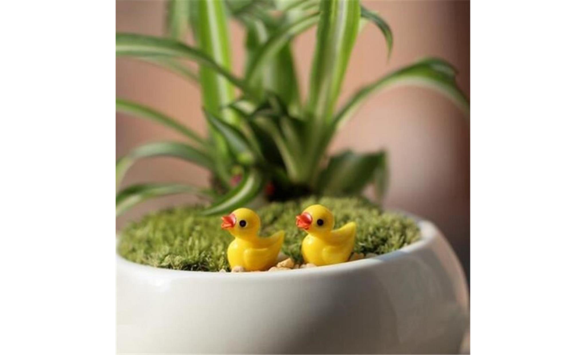 10 pcs petits canards jaunes statuette mingon en résine mini déco pour jardin miniature 1.8*1.5cm pas cher