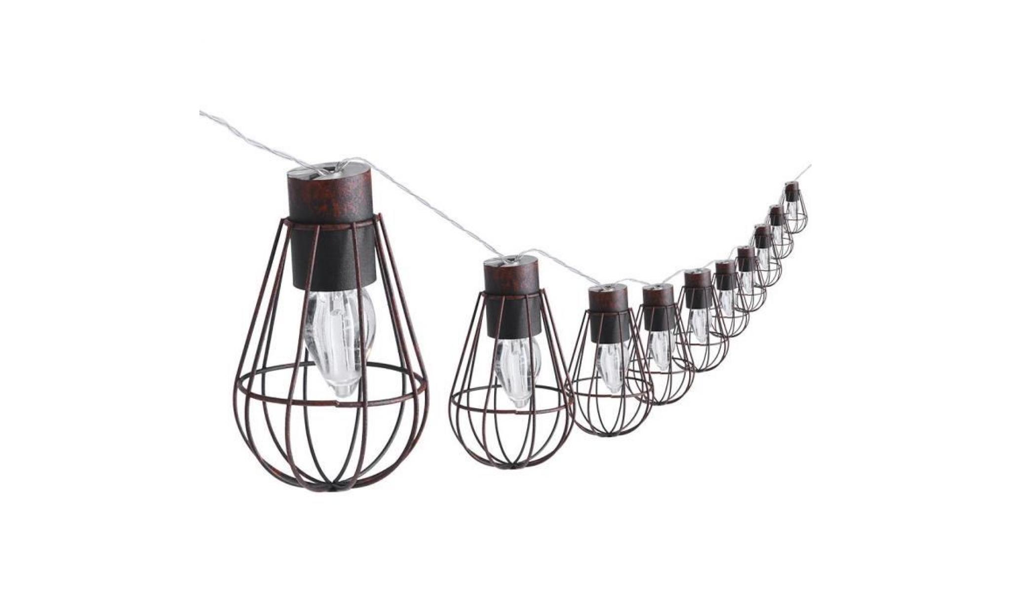 10 têtes lampe solaire extérieure de jardin en forme d'ampoule chaîne