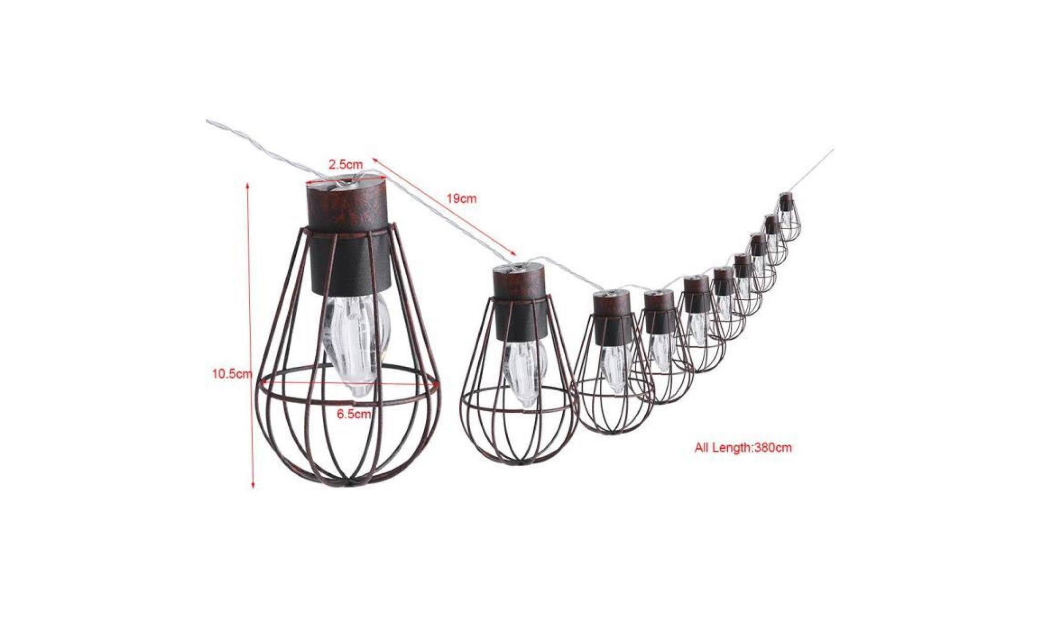 10 têtes lampe solaire extérieure de jardin en forme d'ampoule chaîne pas cher