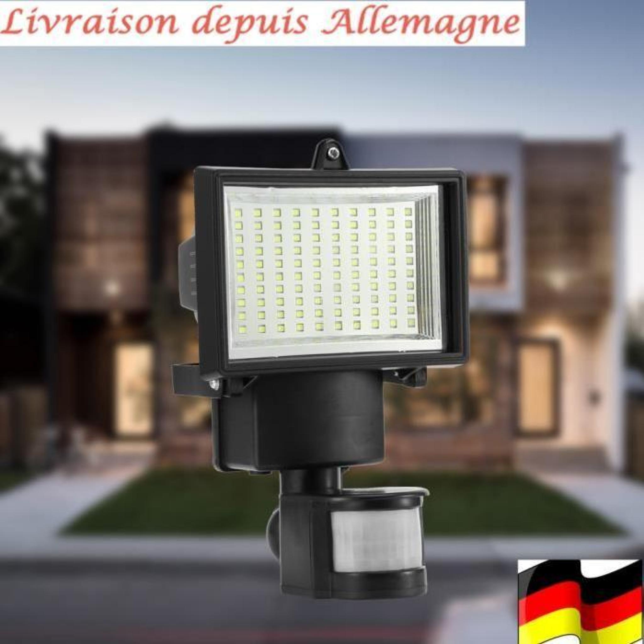 100 LED Lampe Solaire capteur Infrarouge Détecteur de Mouvement  Lumière Sécurité Jardin Puissance Rechargeable