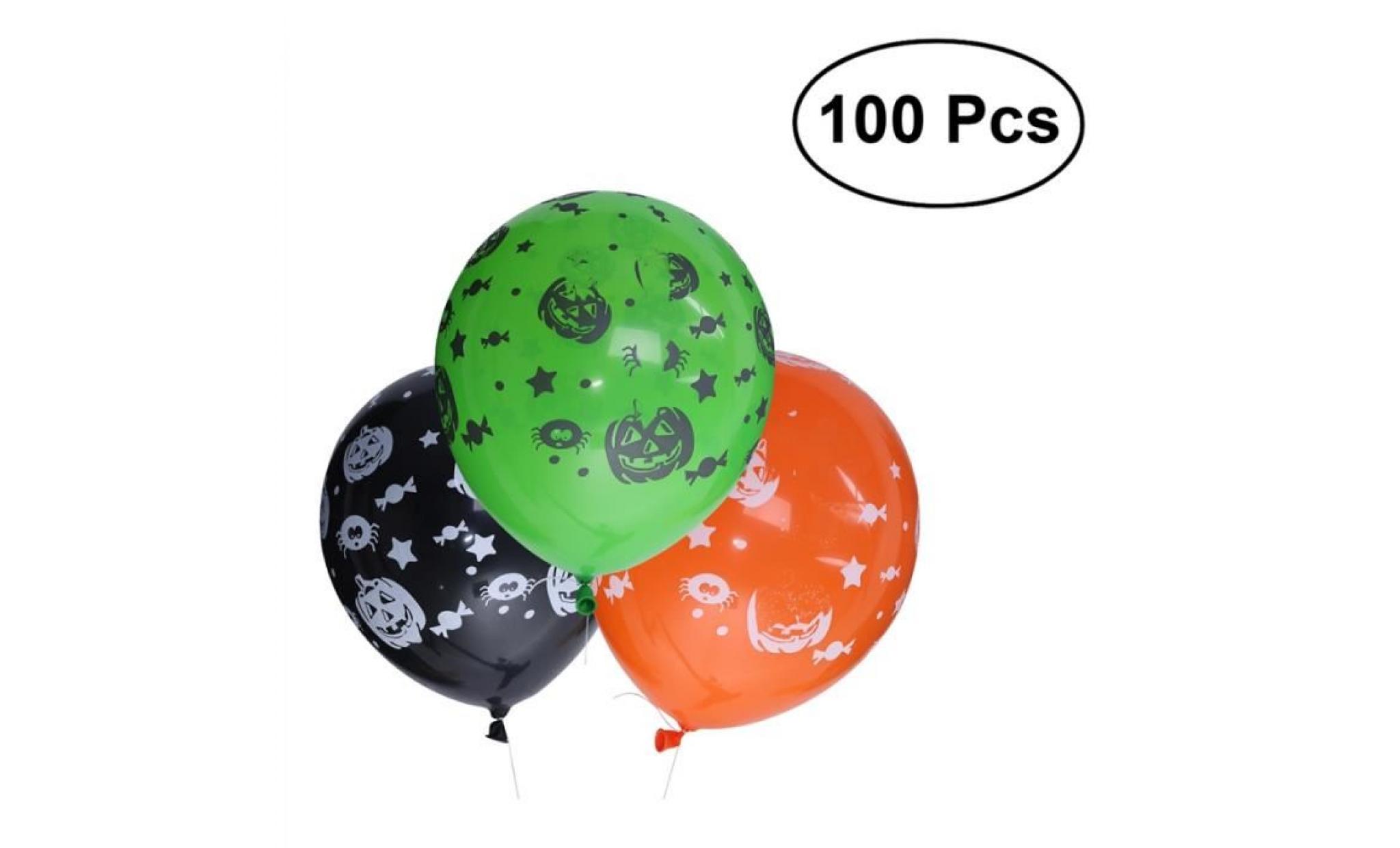 100pcs 12 pouces 2.8g citrouille ronde ballons en latex imprimé pour la décoration de fête d'halloween (style mixte)
