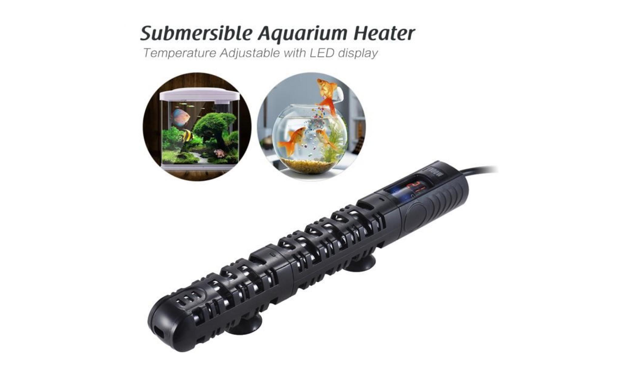 100w submersible aquarium chauffe poisson tige de chauffage température réglable avec led affichage manchon de protection ventouse