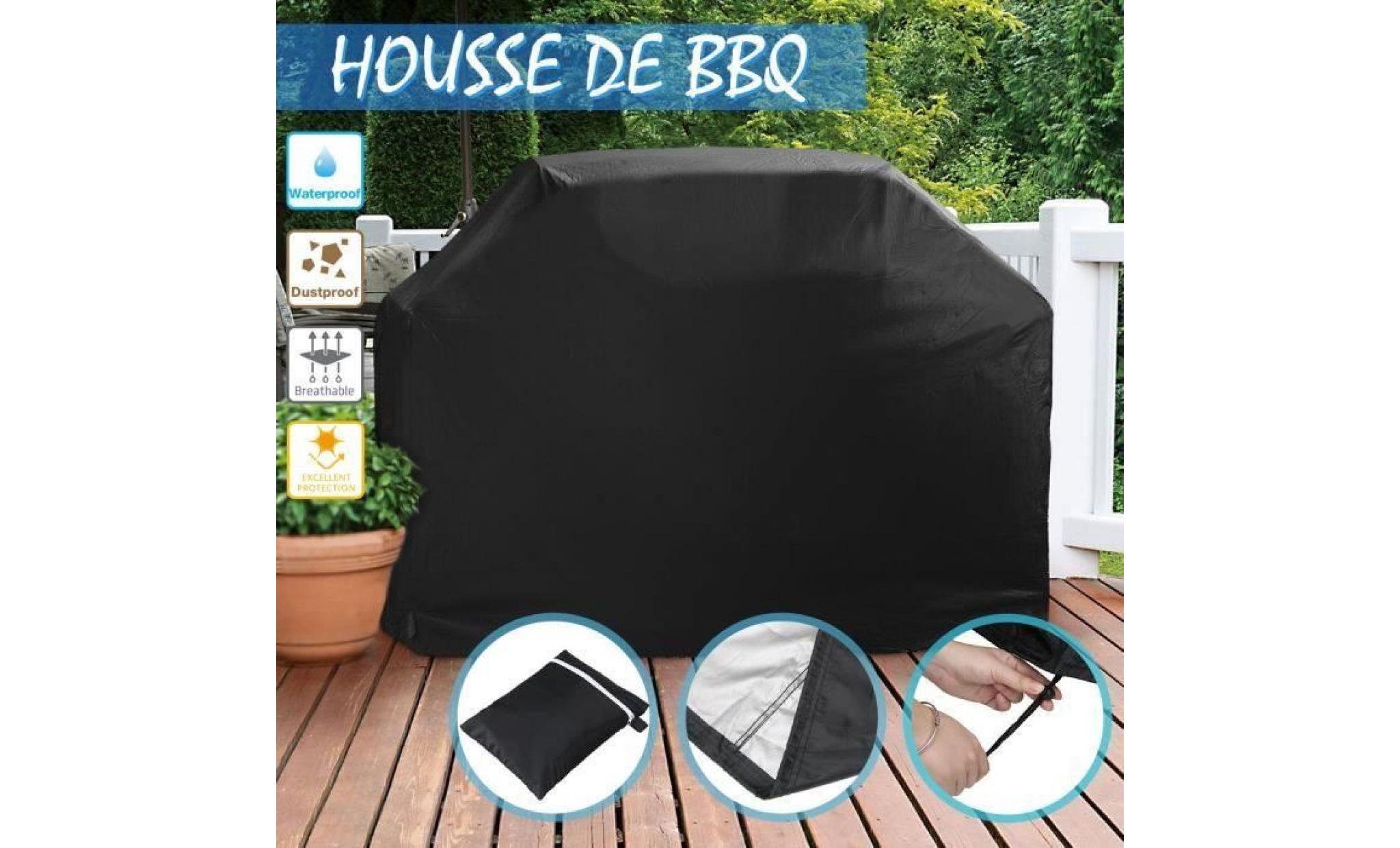 145 x 61 x 117cm housse de barbecue protection couverture outdoor jardin bbq cover etanche 210d bâche grill （noir）