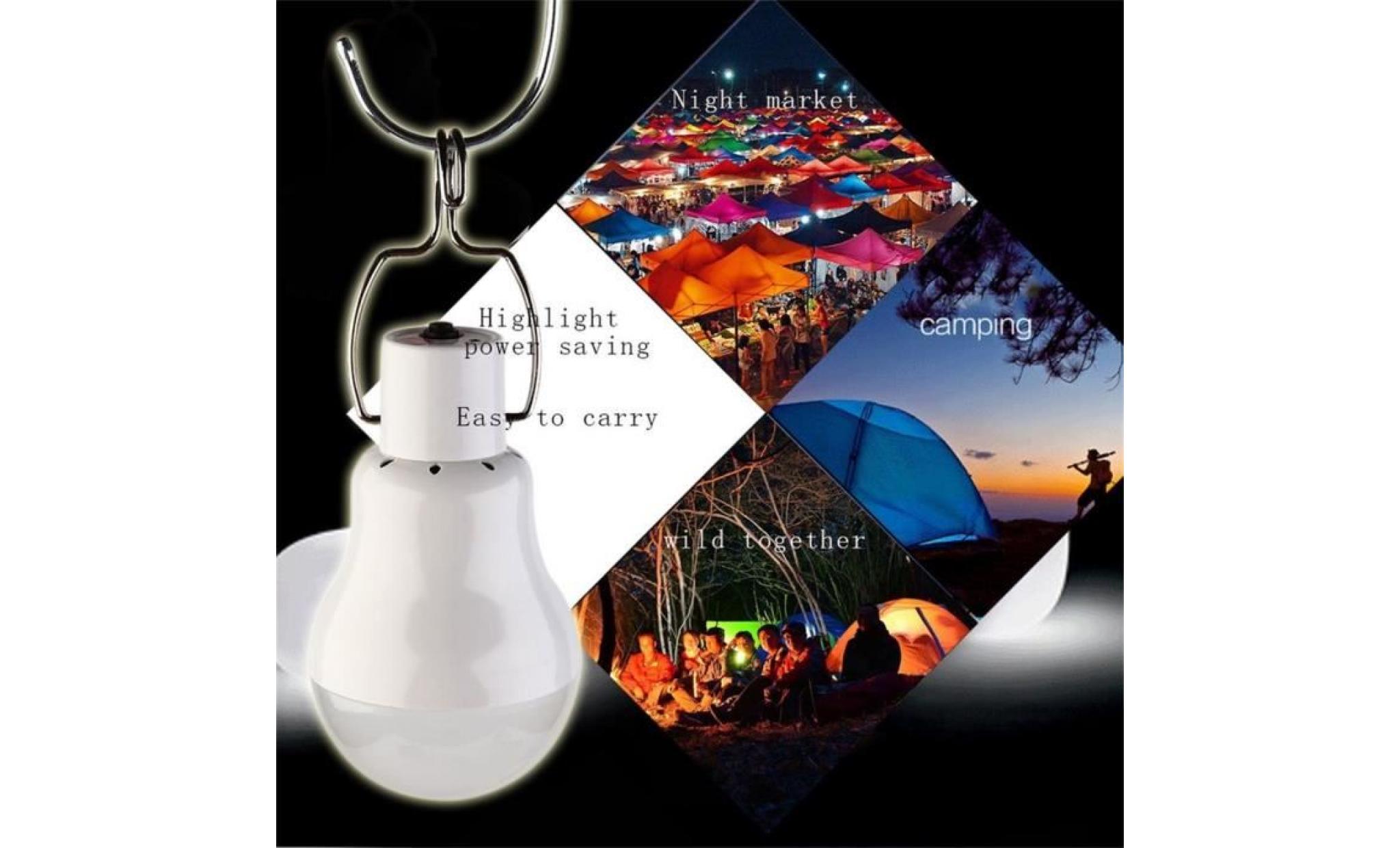 15w lampe solaire ampoule led extérieure portable de pêche de tente de camping