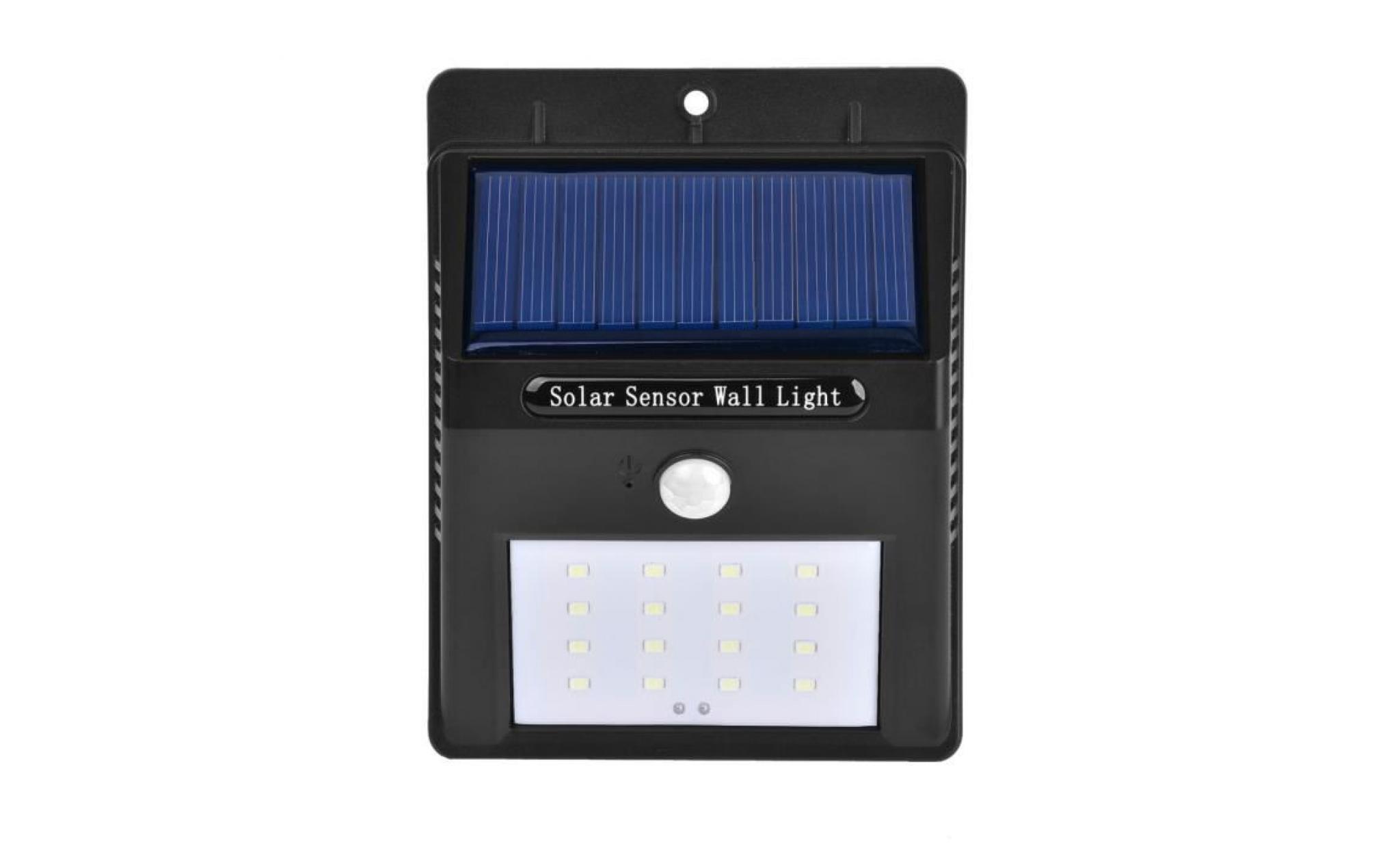 16 led solaire puissance pir motion sensor mur lumière extérieure jardin lampe imperméable wan * 12 pas cher