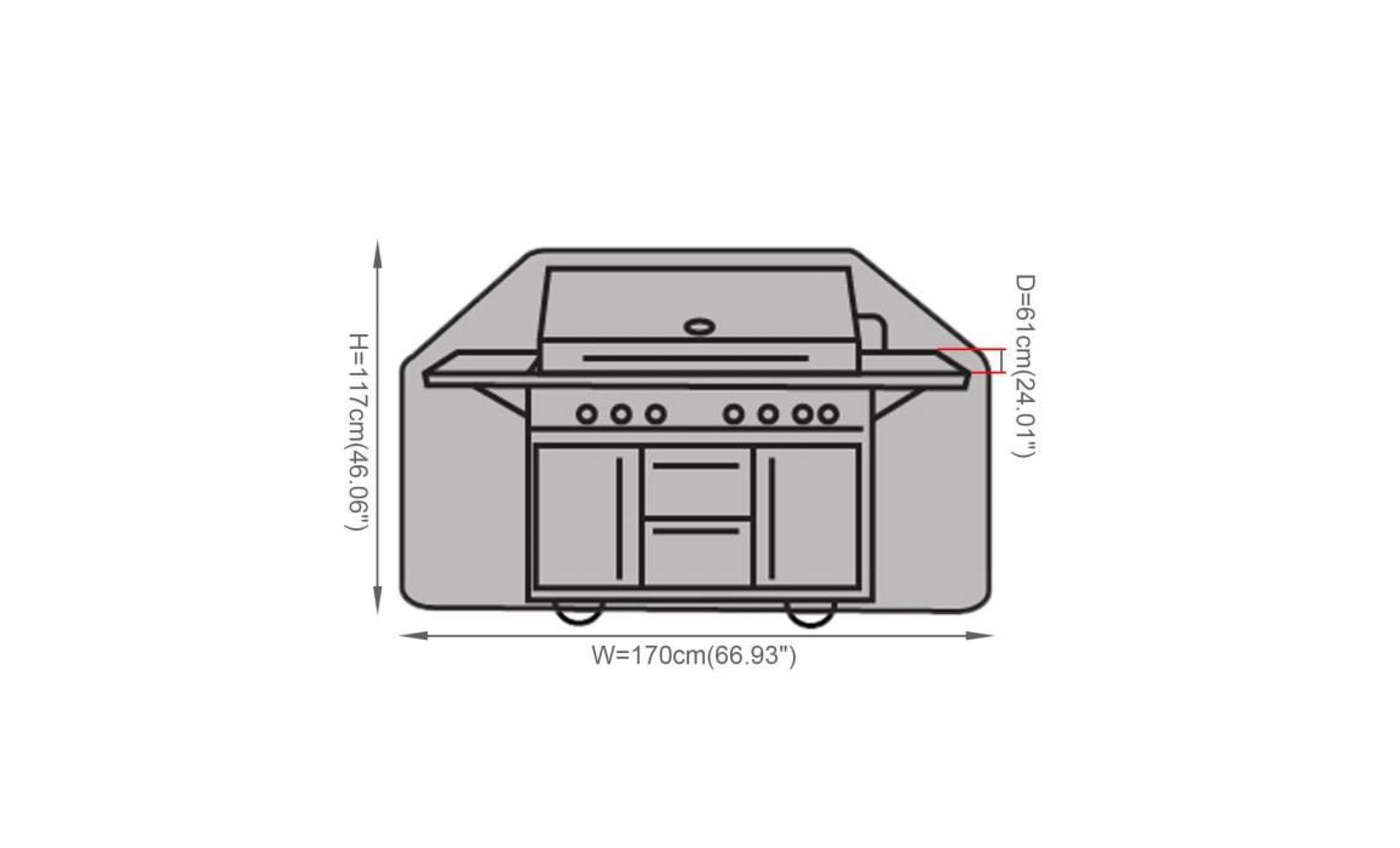170x61x117cm housse de barbecue etanche protection anti poussière couverture grill à gaz bbq pas cher