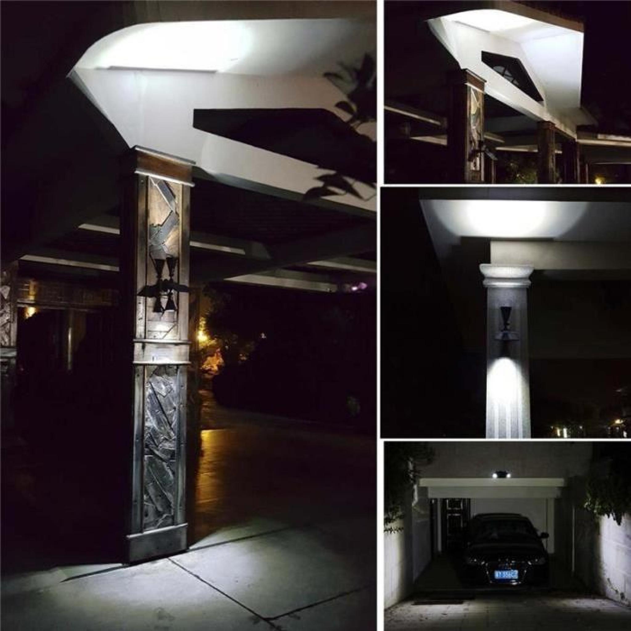 1Pack 14LEDs lampe solaire PIR capteur de mouvement Dual Head Spotlight réglable étanche Wall Light pour Yard Garden Driveway pas cher