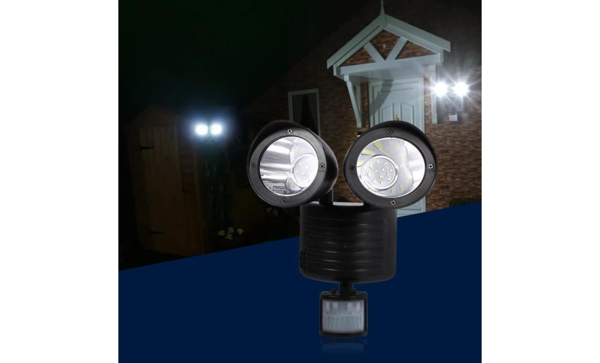 1pc 22 led solaire pir lampe de sécurité à détecteur de mouvement lumière crue pour jardin garage cabanon allée porche pont