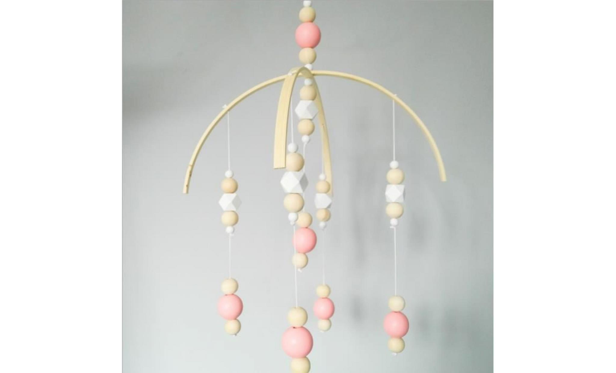 1pcs perles en bois carillons eoliens style nordique cloche de vent pour lit suspendu decor des enfants