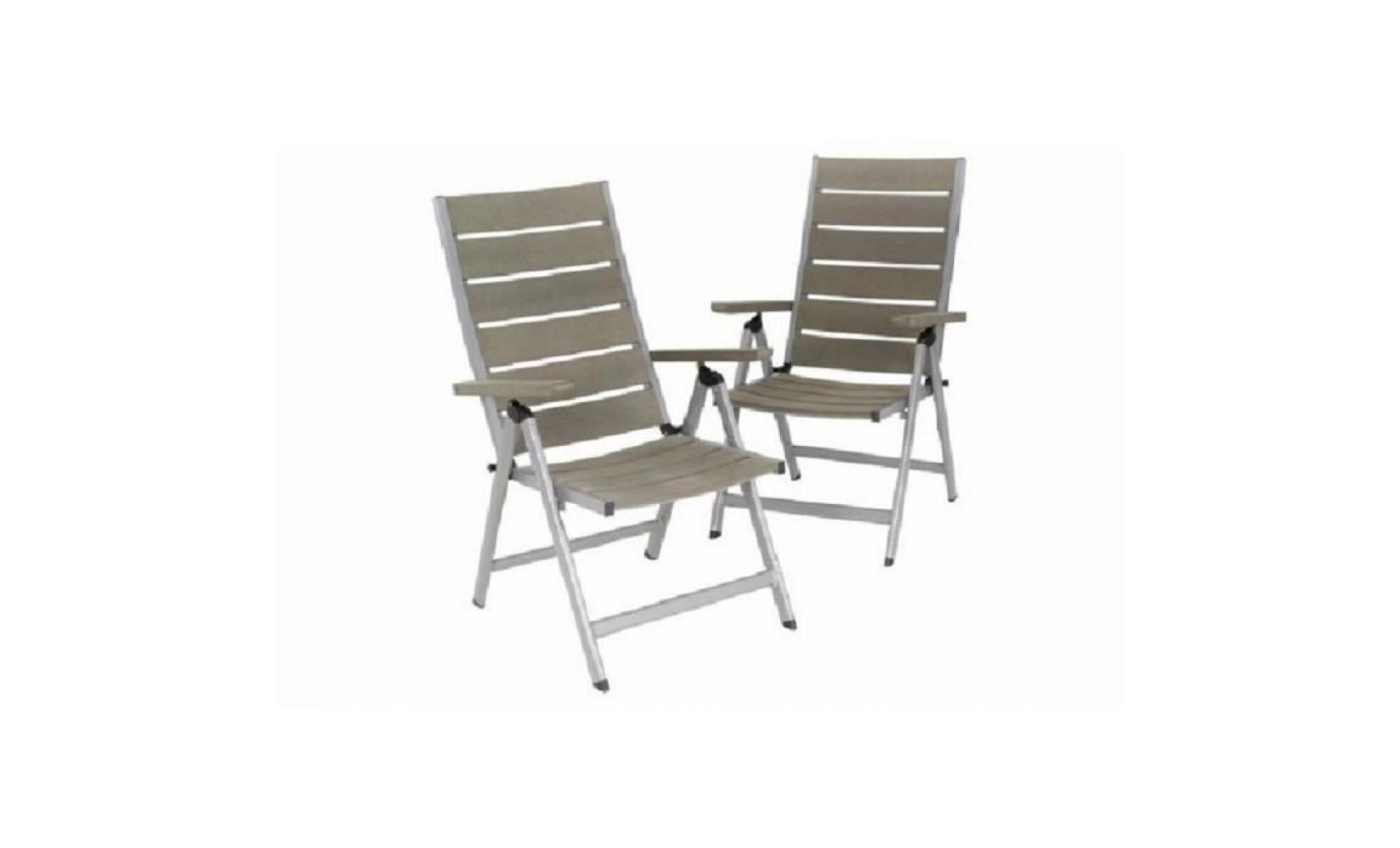2 chaises de jardin pliantes grises en aluminium