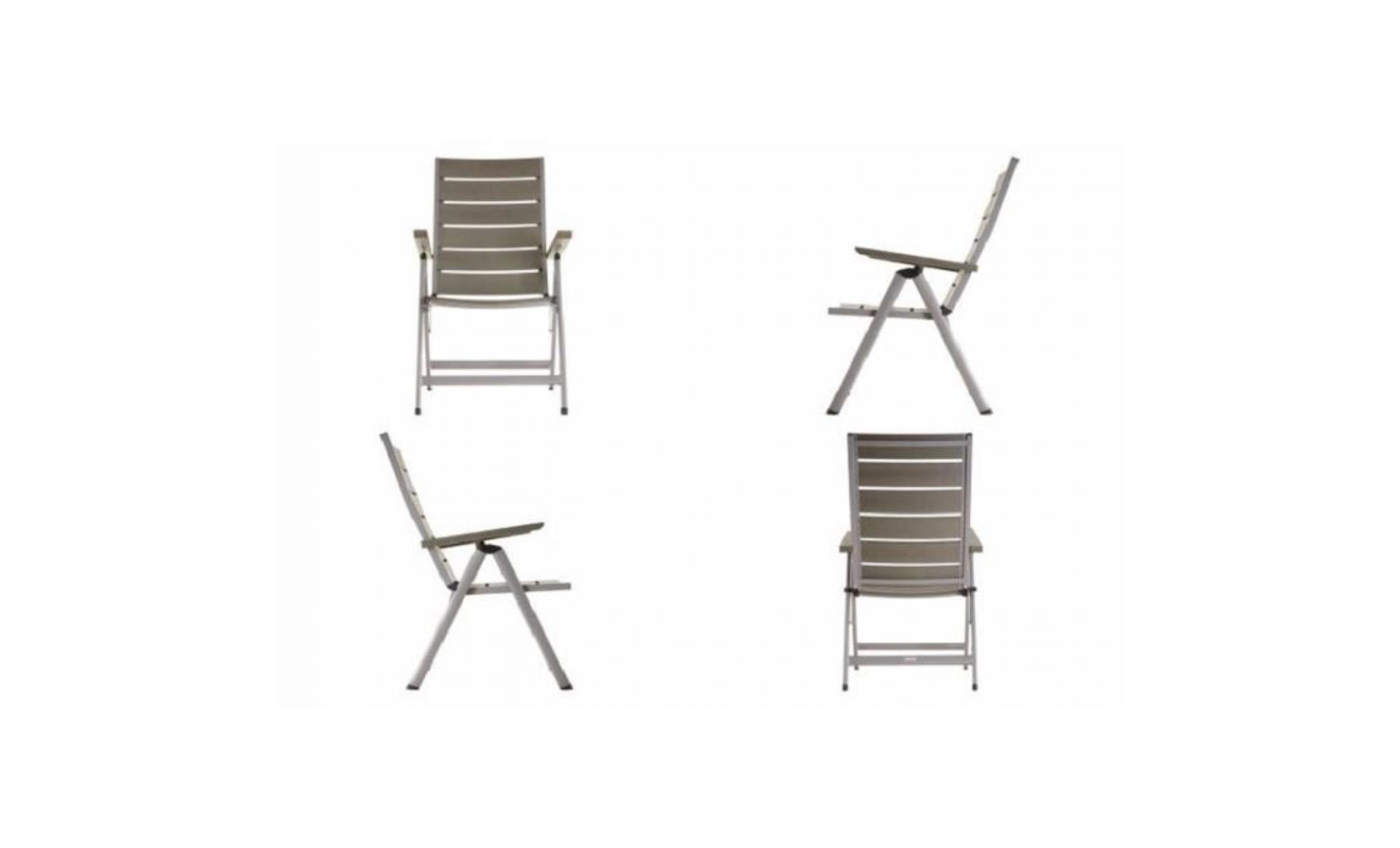 2 chaises de jardin pliantes grises en aluminium pas cher