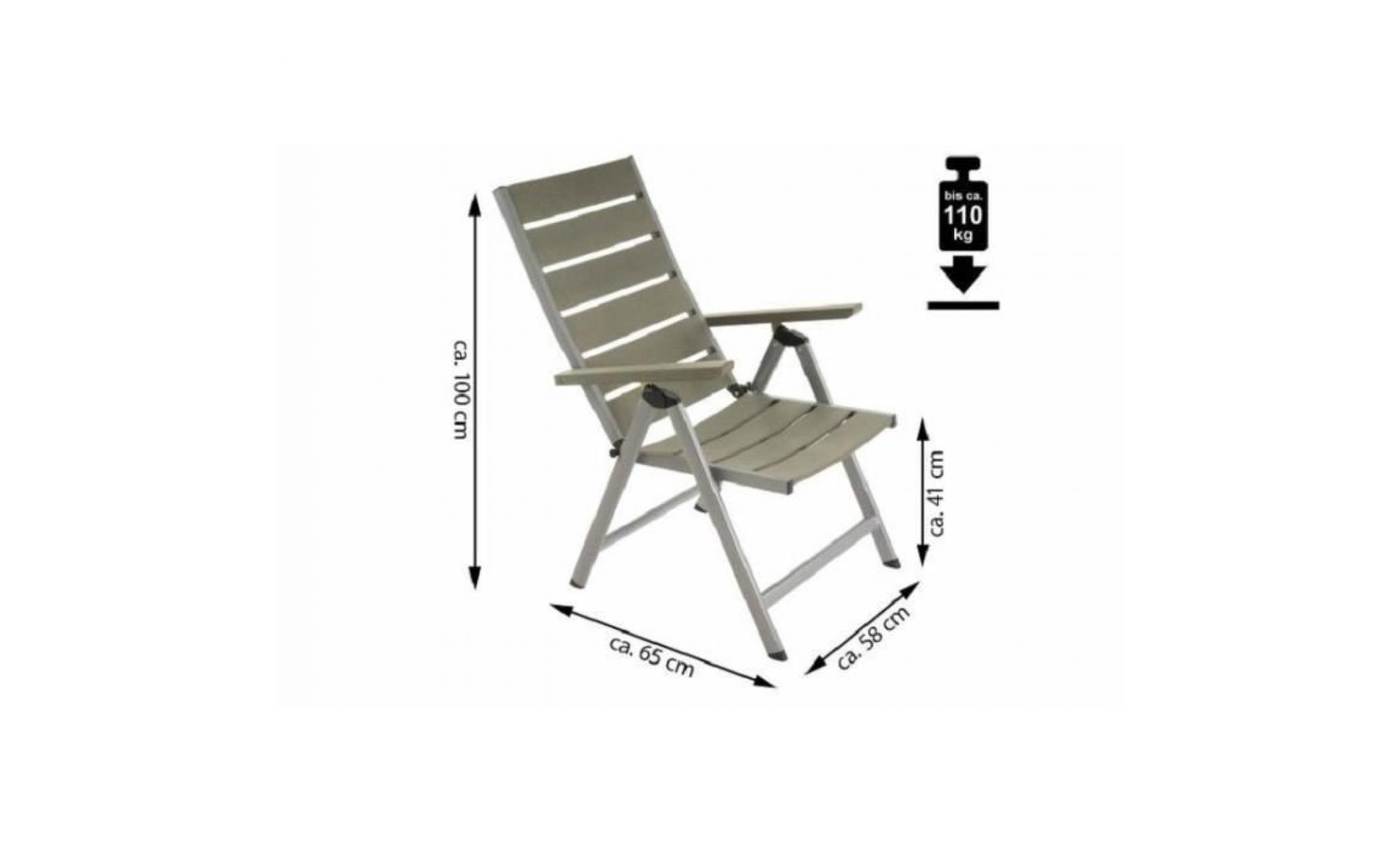 2 chaises de jardin pliantes grises en aluminium pas cher
