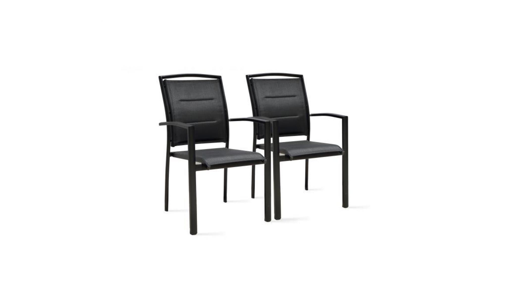 2 fauteuils de jardin noir en aluminium et textilène