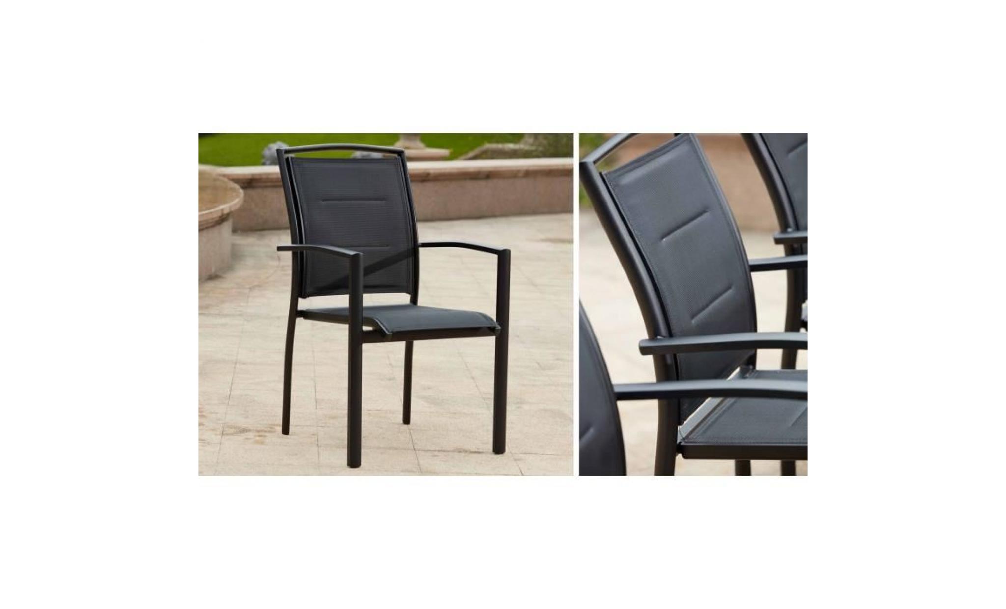 2 fauteuils de jardin noir en aluminium et textilène pas cher