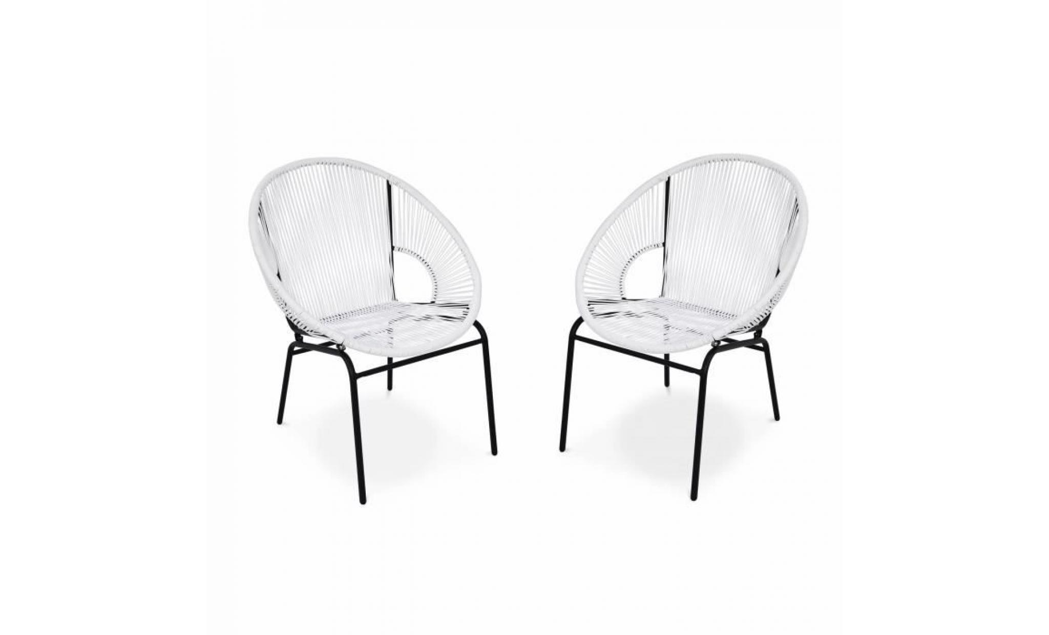 2 fauteuils design   mexico blanc   fauteuils design cordage pvc par lot de 2