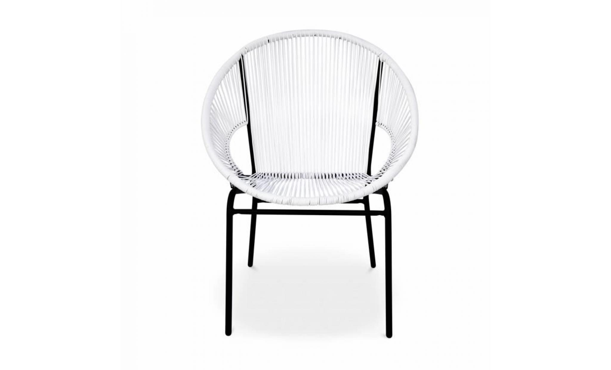 2 fauteuils design   mexico blanc   fauteuils design cordage pvc par lot de 2 pas cher