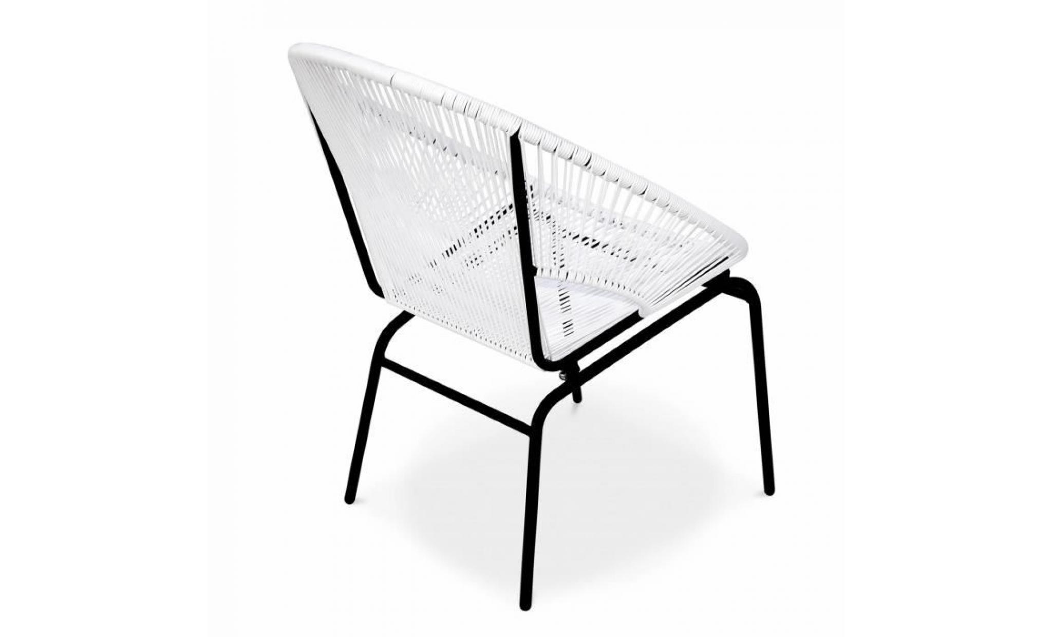 2 fauteuils design   mexico blanc   fauteuils design cordage pvc par lot de 2 pas cher