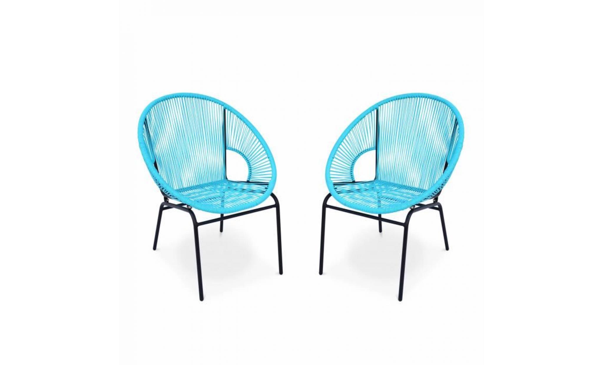 2 fauteuils design   mexico turquoise   fauteuils design cordage pvc par lot de 2