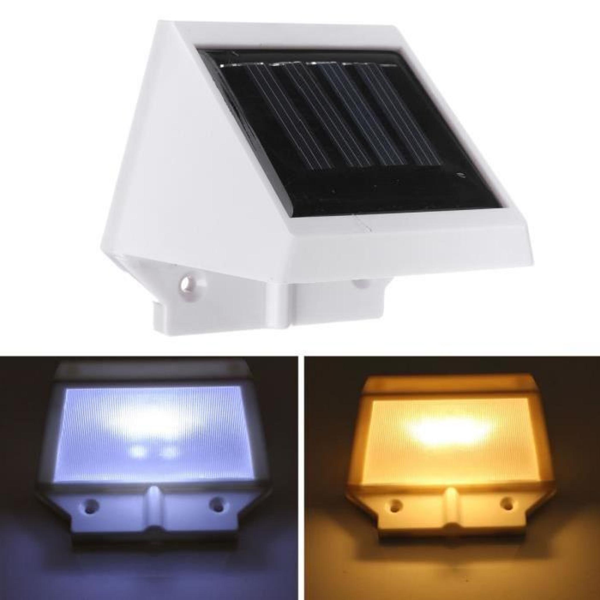 2 LED Lumière Solaire Capteur Détecteur de Mouvement Escalier Jardin Extérieur Mur Blanc chaud pas cher