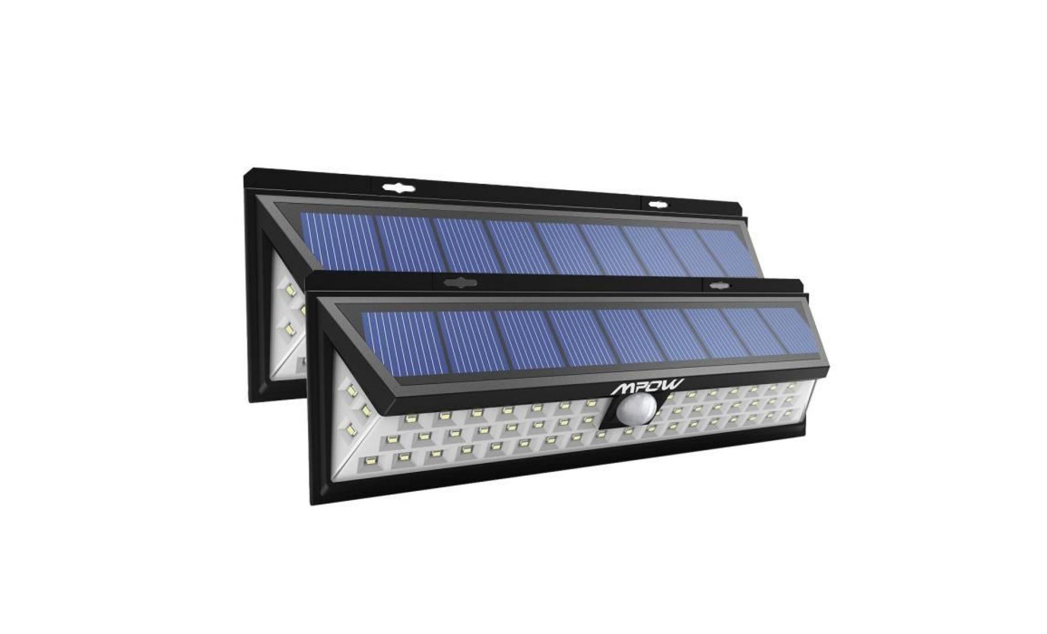 [2 pack 54 led]mpow lampe solaire extérieure etanche 1188 lumens luminaire exterieur  spot exterieur 270° grand angle reglable