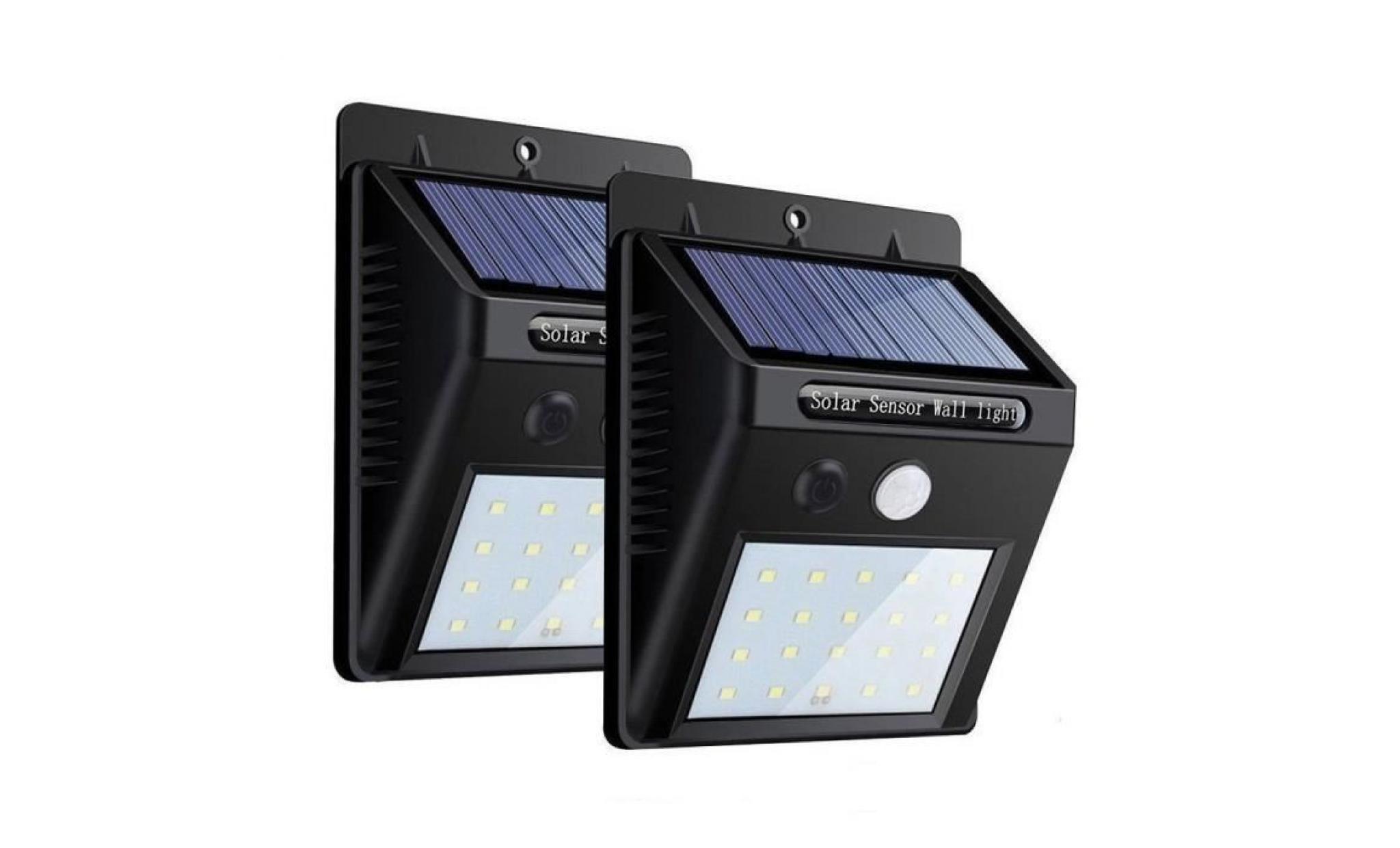 2 pack led solaire à jardin lumière sans fil 20led Éclairage exterieur imperméable détecteur de mouvement  Éclairage exterieur