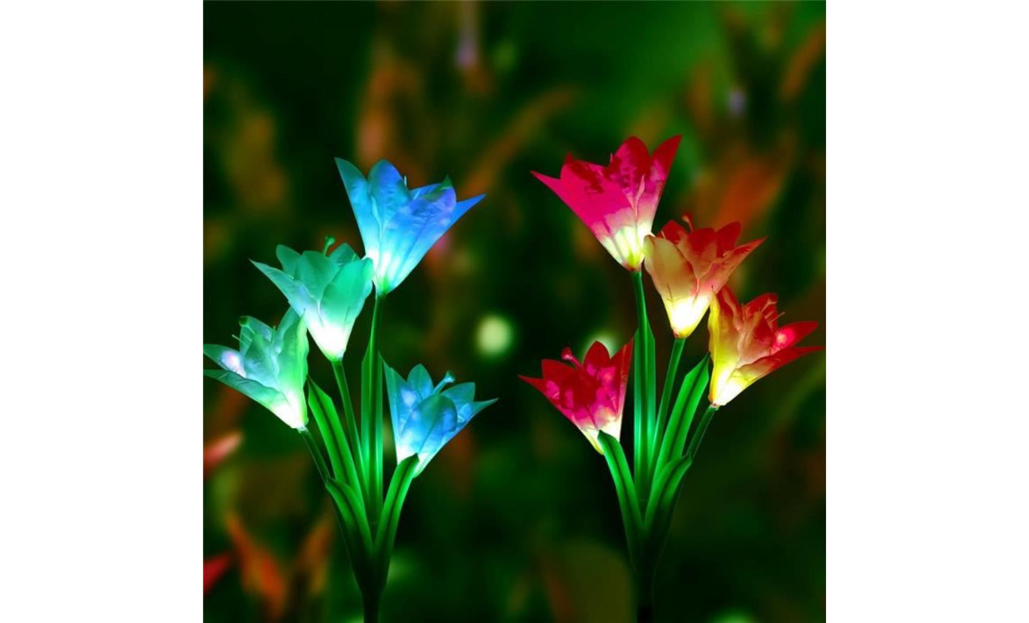 2 pcs fleur de lys solaire alimenté solaire de puits de lumière multicolore led lumière@pansy1455 pas cher