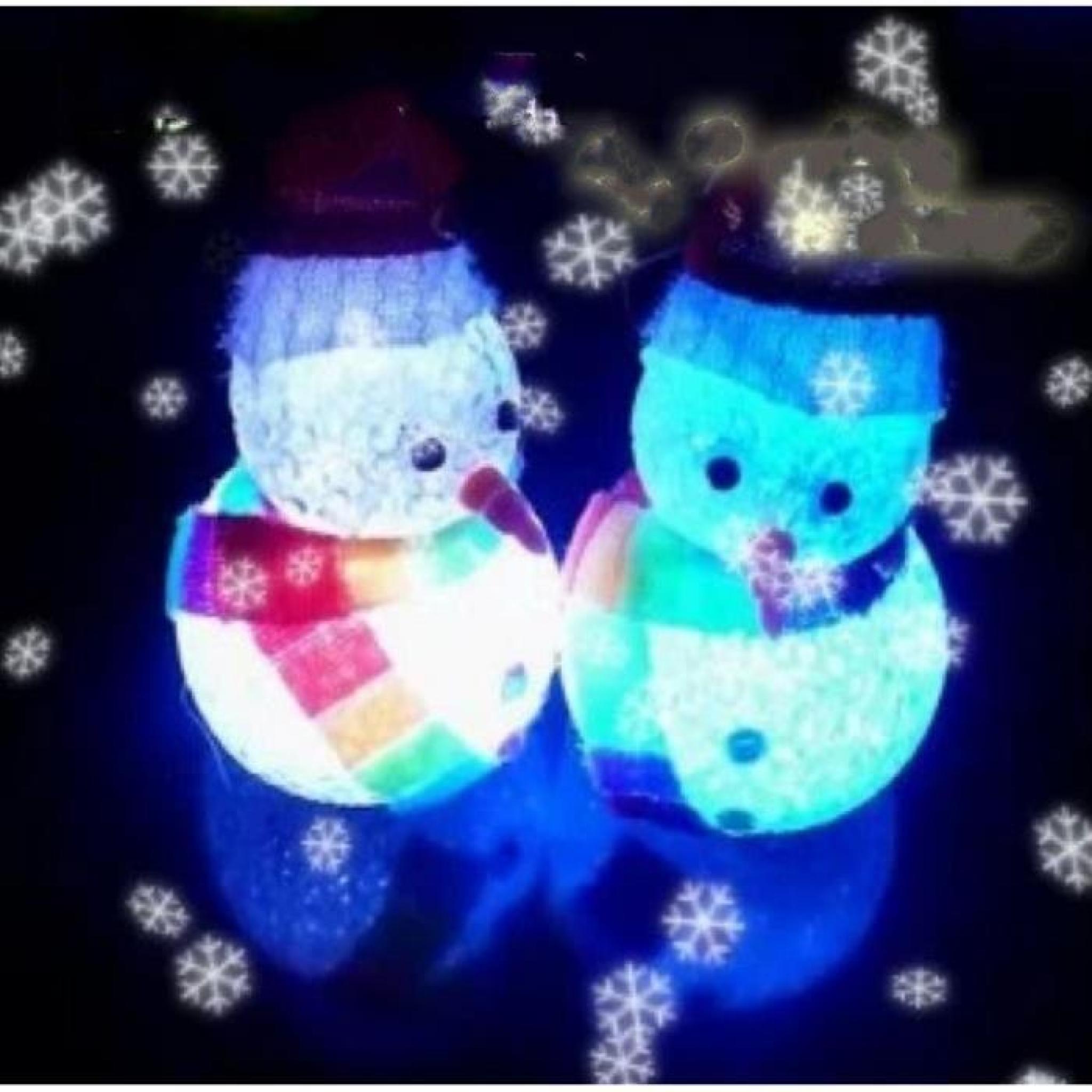 2 Pieces Cadeaux  Ideal Noël Bonhomme de Neige en Cristal de Lumière la Nuit a Nonduit Coloré  Lamp LED   Chambre  Bars Café Restau