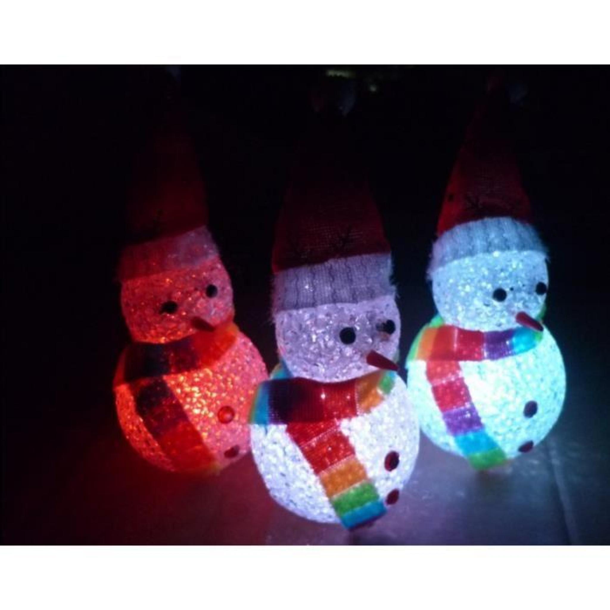 2 Pieces Cadeaux  Ideal Noël Bonhomme de Neige en Cristal de Lumière la Nuit a Nonduit Coloré  Lamp LED   Chambre  Bars Café Restau pas cher