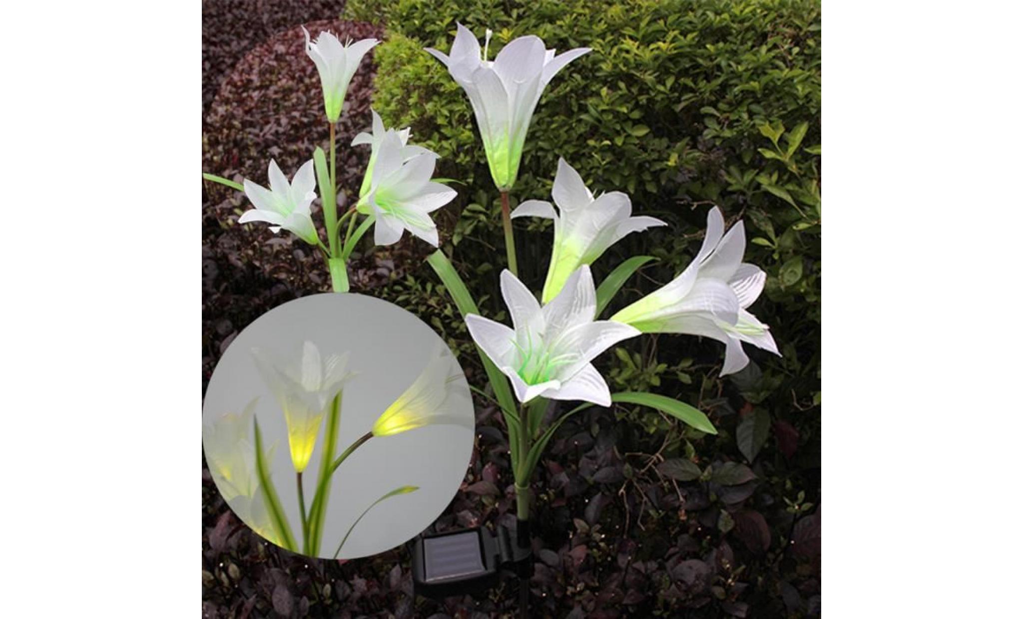 2 pièces lily fleur solaire de jardin stake lumière multicolore changement led li412423 pas cher