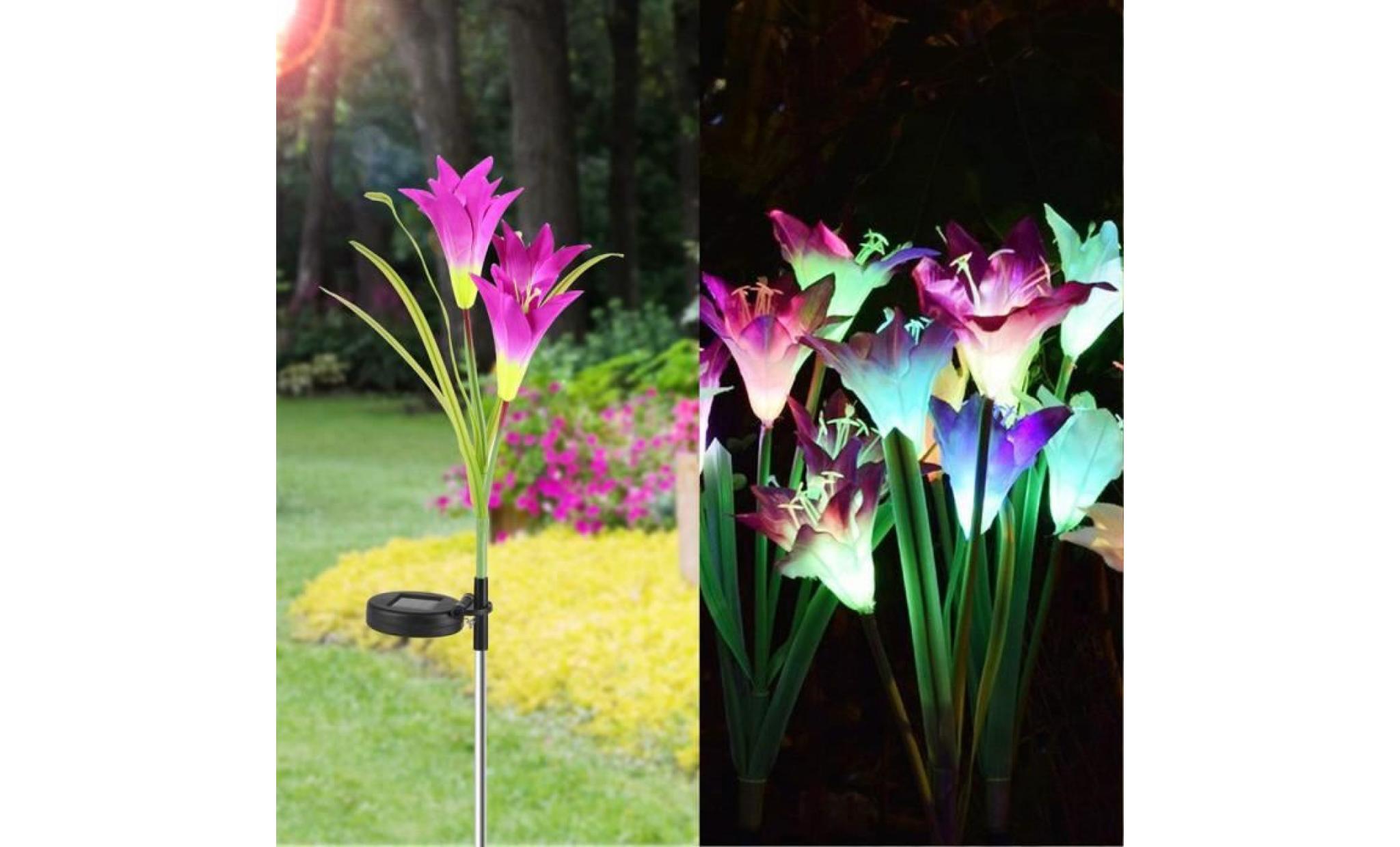 2 pièces lily flower garden powered solaire stake lumières fleurs artificielles led li641@