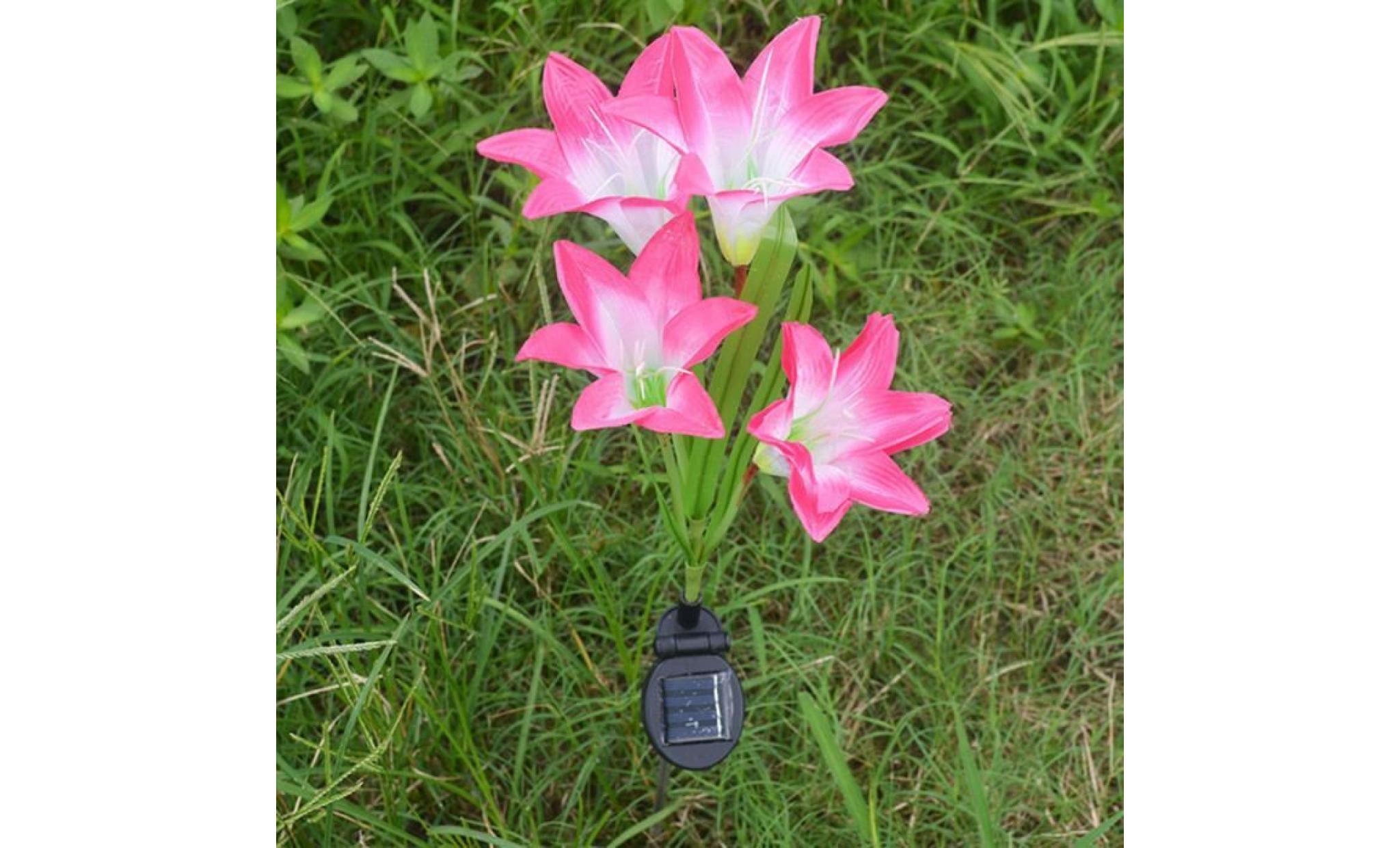2 pièces lily flower garden powered solaire stake lumières fleurs artificielles led li411@ pas cher