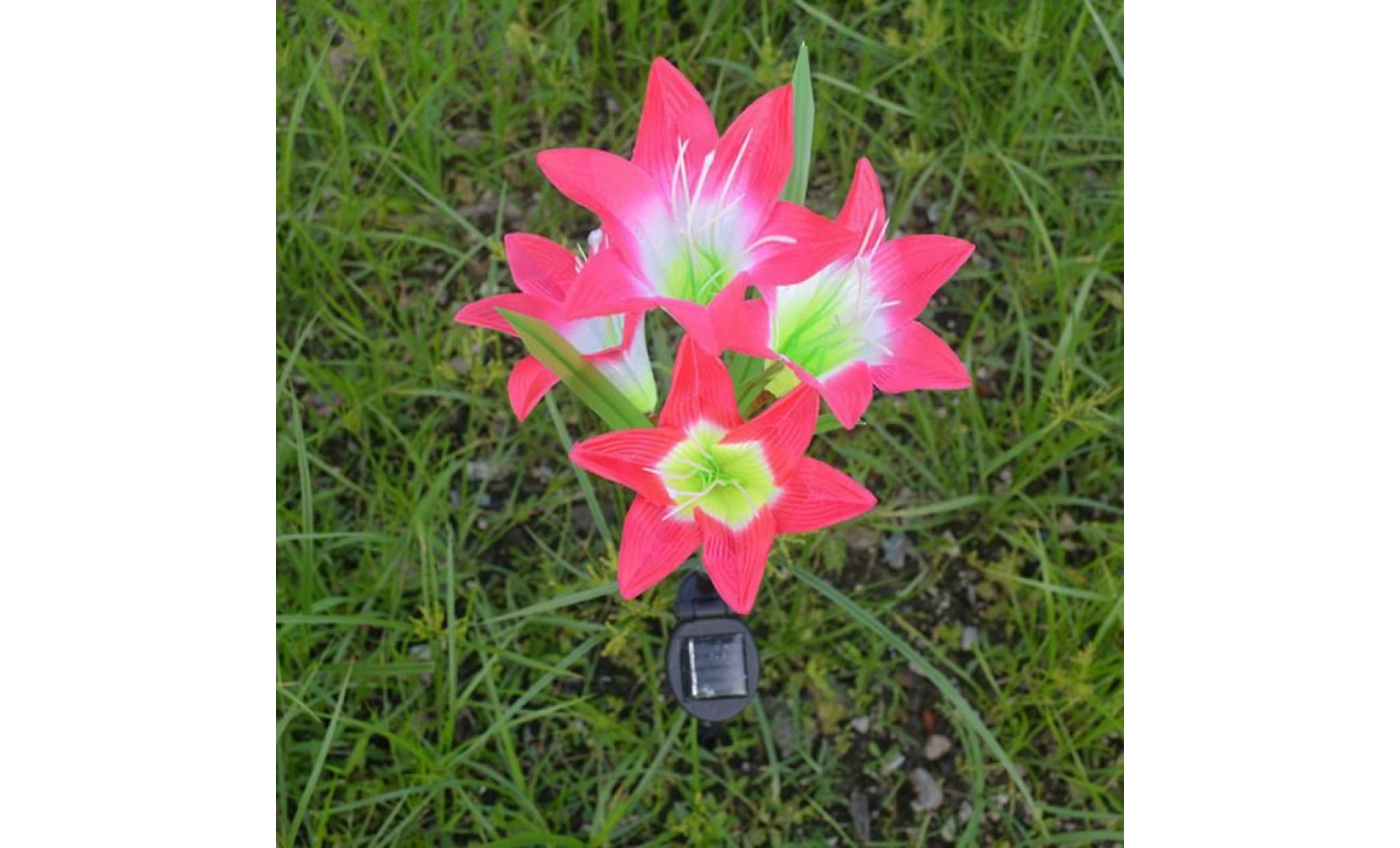 2 pièces lily flower garden powered solaire stake lumières fleurs artificielles led li411422 pas cher