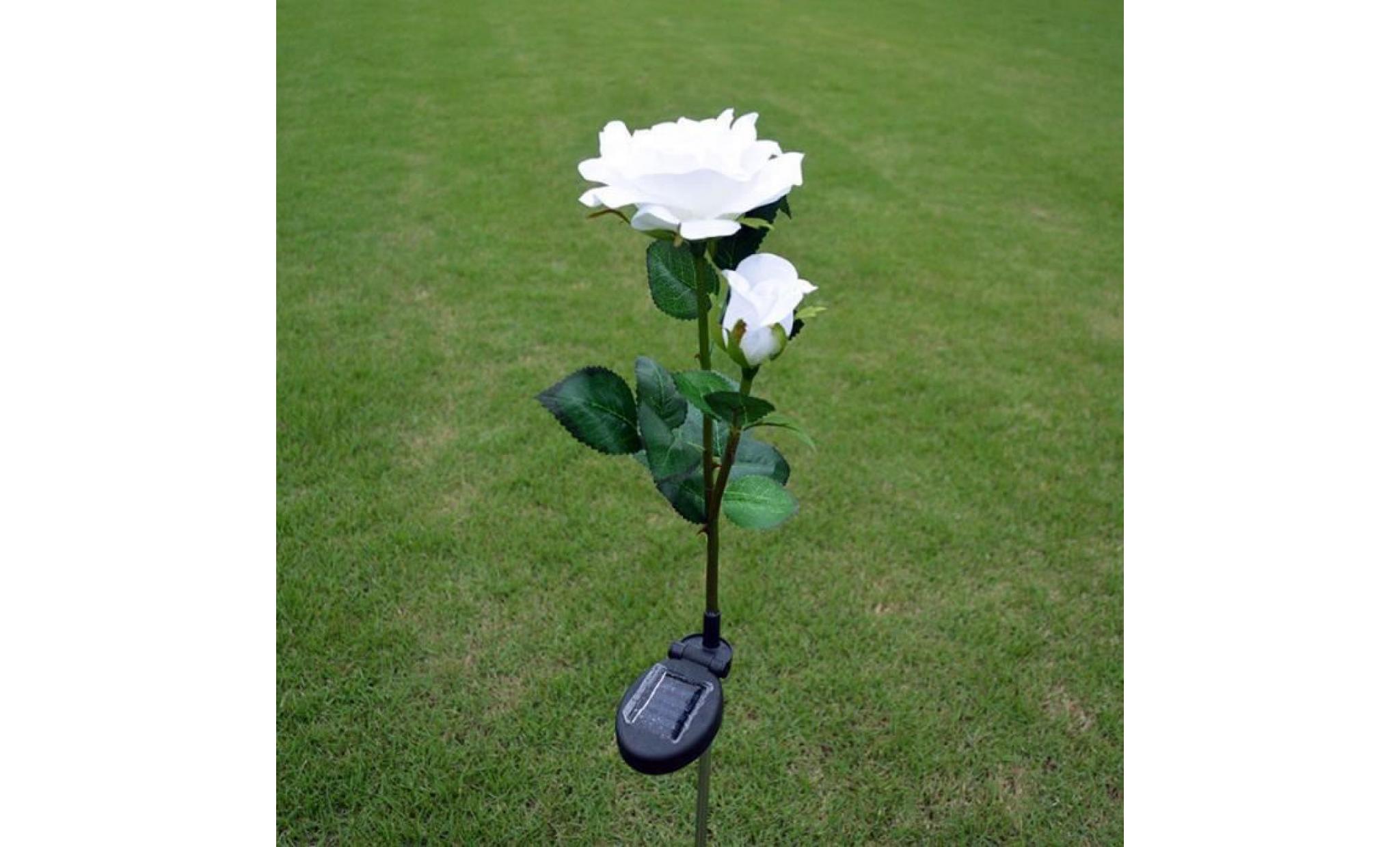2 rose fleur blanc led lumière Énergie solaire extérieur maison jardin paysage lampe décor