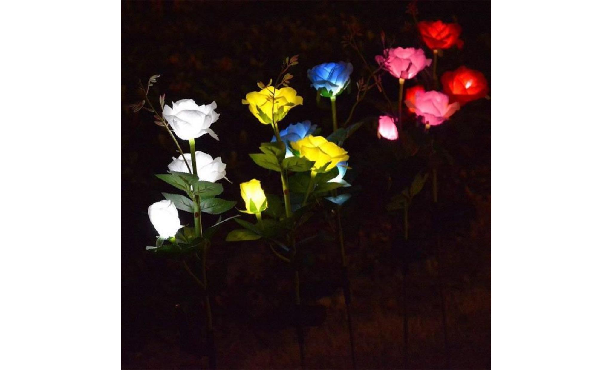 2 rose fleur blanc led lumière Énergie solaire extérieur maison jardin paysage lampe décor pas cher
