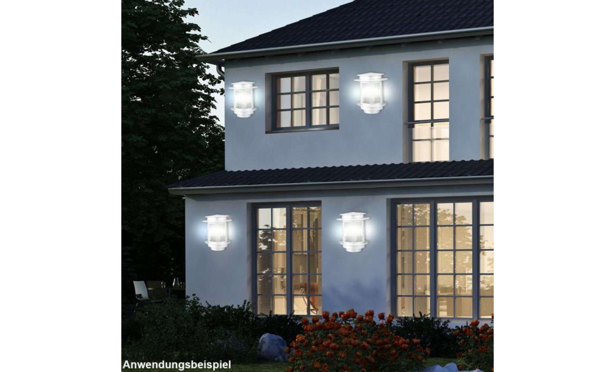 2 x applique luminaire mural éclairage façade jardin espace extérieur lanterne blanc pas cher