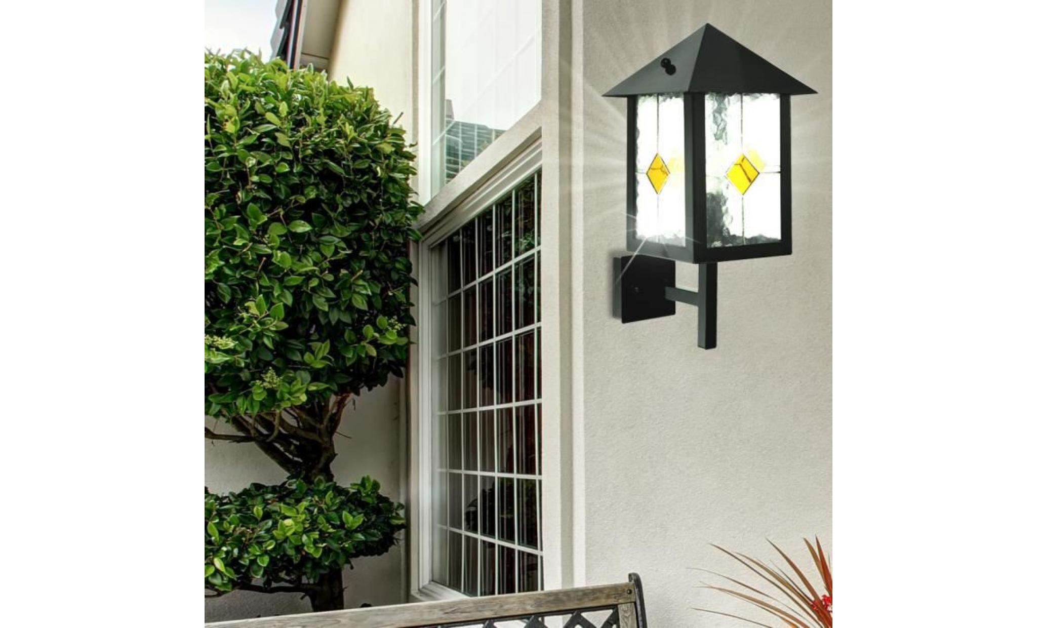 2 x applique luminaire mural espace extérieur verre tiffany lanterne jardin terrasse pas cher