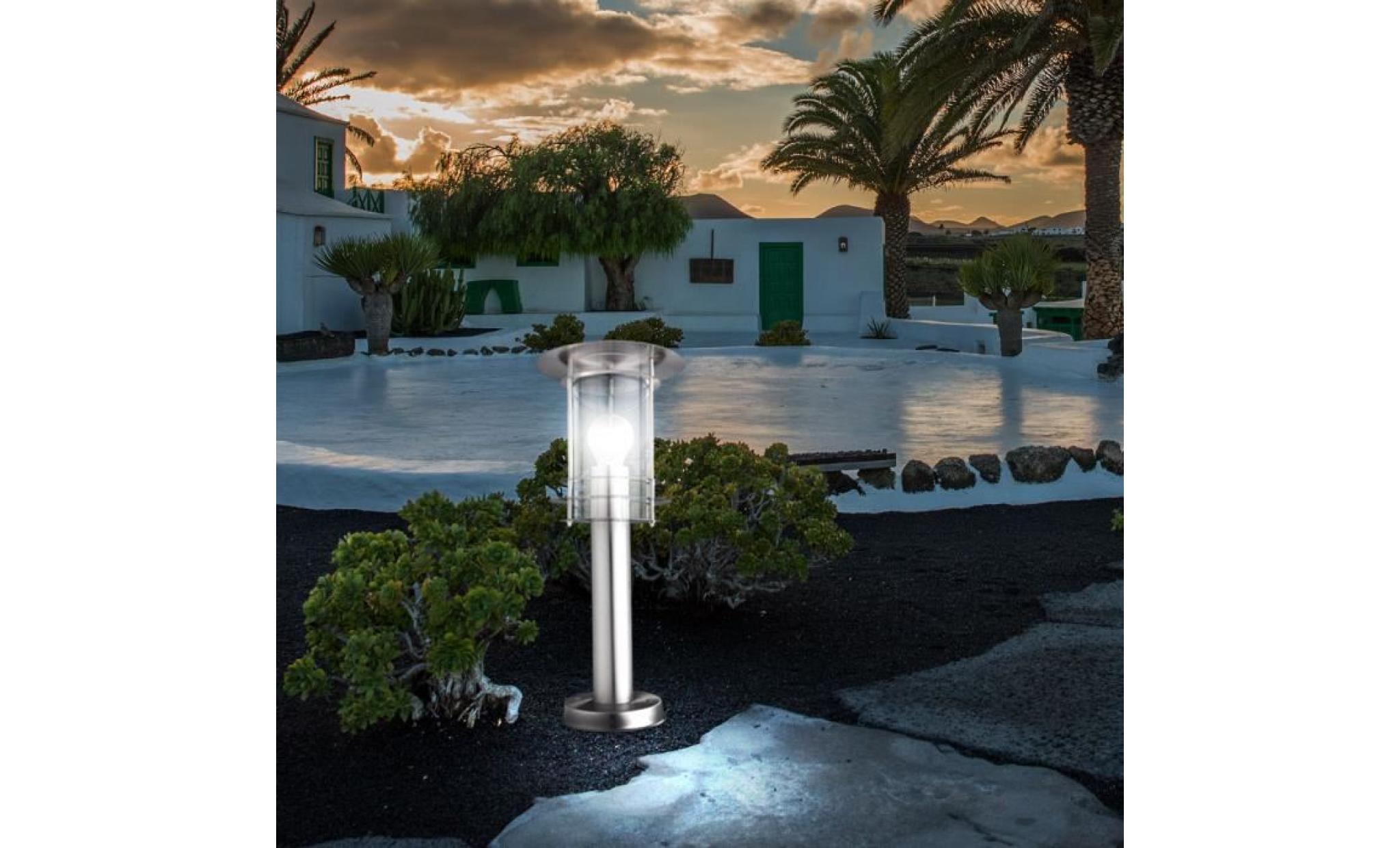 2 x lampadaire extérieur acier inoxydable jardin terrasse éclairage ip44 détecteur de mouvement pas cher