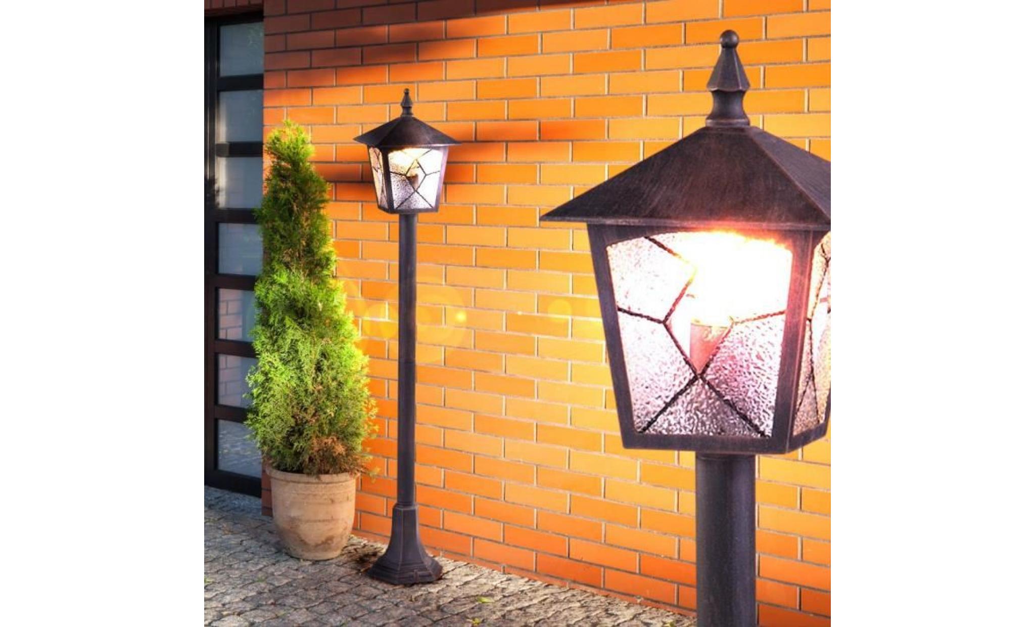 2 x lampadaire extérieur lanterne aluminium allée jardin éclairage terrasse luminaire sur pied pas cher