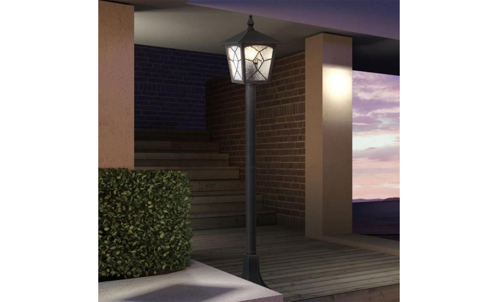2 x lampadaire extérieur lanterne aluminium allée jardin éclairage terrasse luminaire sur pied pas cher