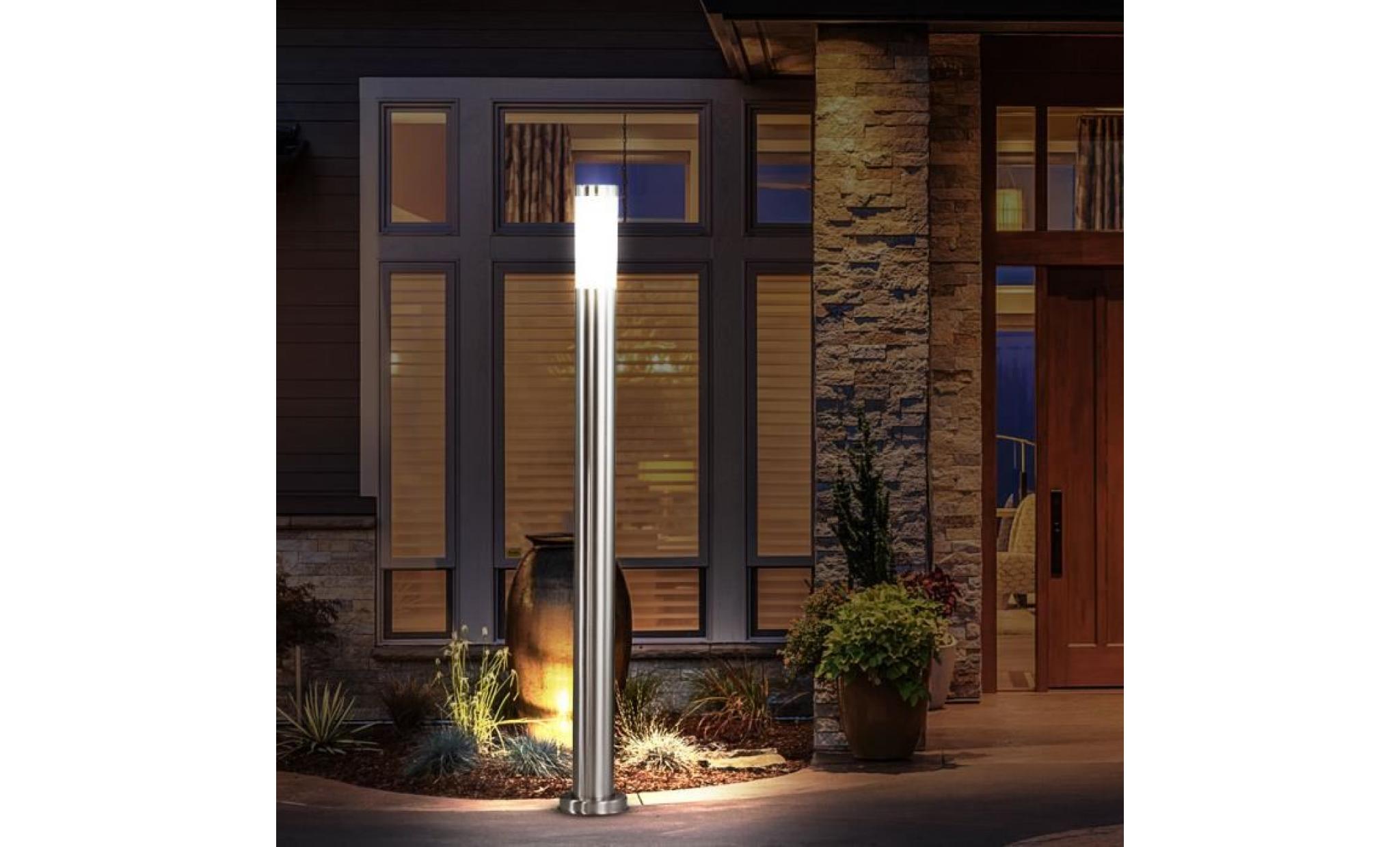 2 x lampadaire extérieur luminaire sur pied jardin terrasse acier inoxydable ip44 éclairage pas cher